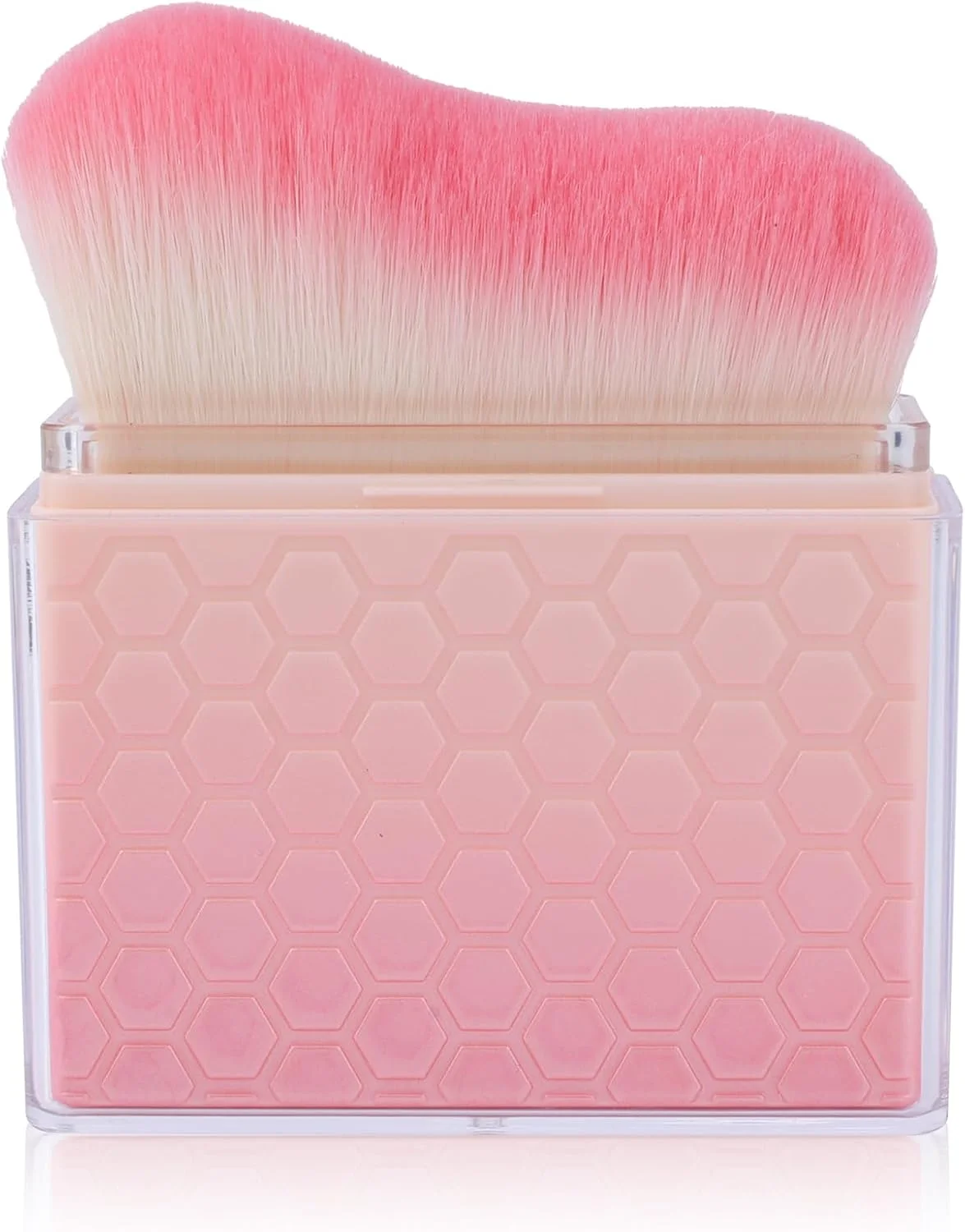 براش جمع شونده برنزه کننده با پوشش، براش کابوکی برنزه کننده برای آرایش، مناسب برای ترکیب فونداسیون مایع برنزه کننده، ضد آفتاب، بدن، صورت، پا، بازو، گرادیان صورتی سفید