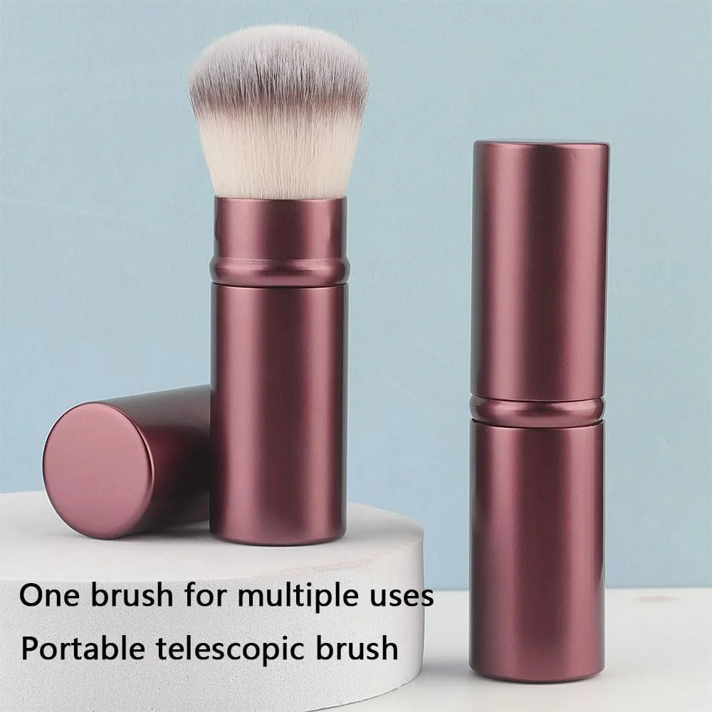 براش پودر جمع شونده، براش آرایشی کرم پودر، براش پودر جمع شونده برای استفاده از کرم پودر، پودرها و لوازم آرایشی معدنی - رنگ قهوه ای