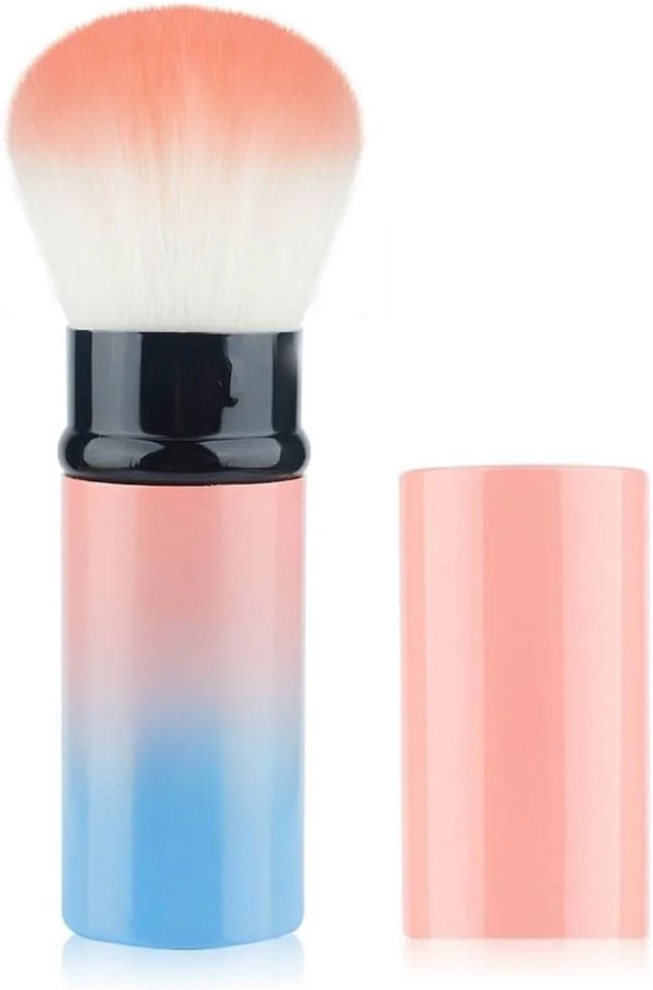 براش پودر جمع شونده، براش آرایشی کرم پودر، براش پودر جمع شونده برای استفاده از کرم پودر، پودرها و لوازم آرایشی معدنی آبی صورتی