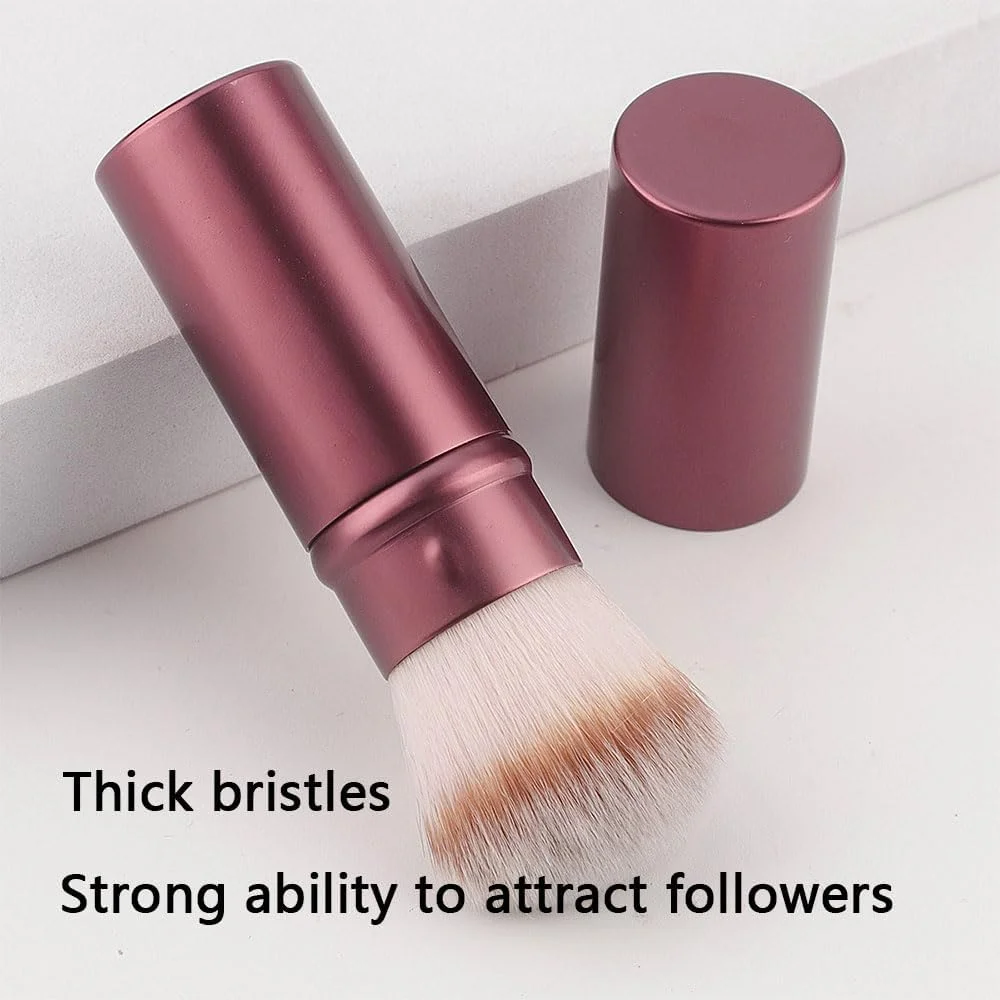 براش پودر جمع شونده، براش آرایشی کرم پودر، براش پودر جمع شونده برای استفاده از کرم پودر، پودرها و لوازم آرایشی معدنی - رنگ قهوه ای
