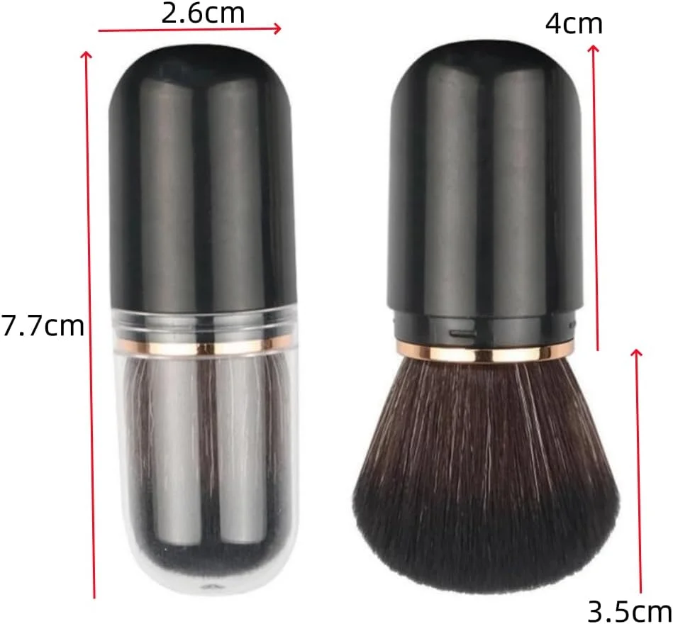 براش های آرایشی جمع شونده، ابزار لوازم آرایشی پلاستیکی سفید مشکی مسافرتی مینی برای رژگونه صورت، پودر، کرم پودر برای زنان
