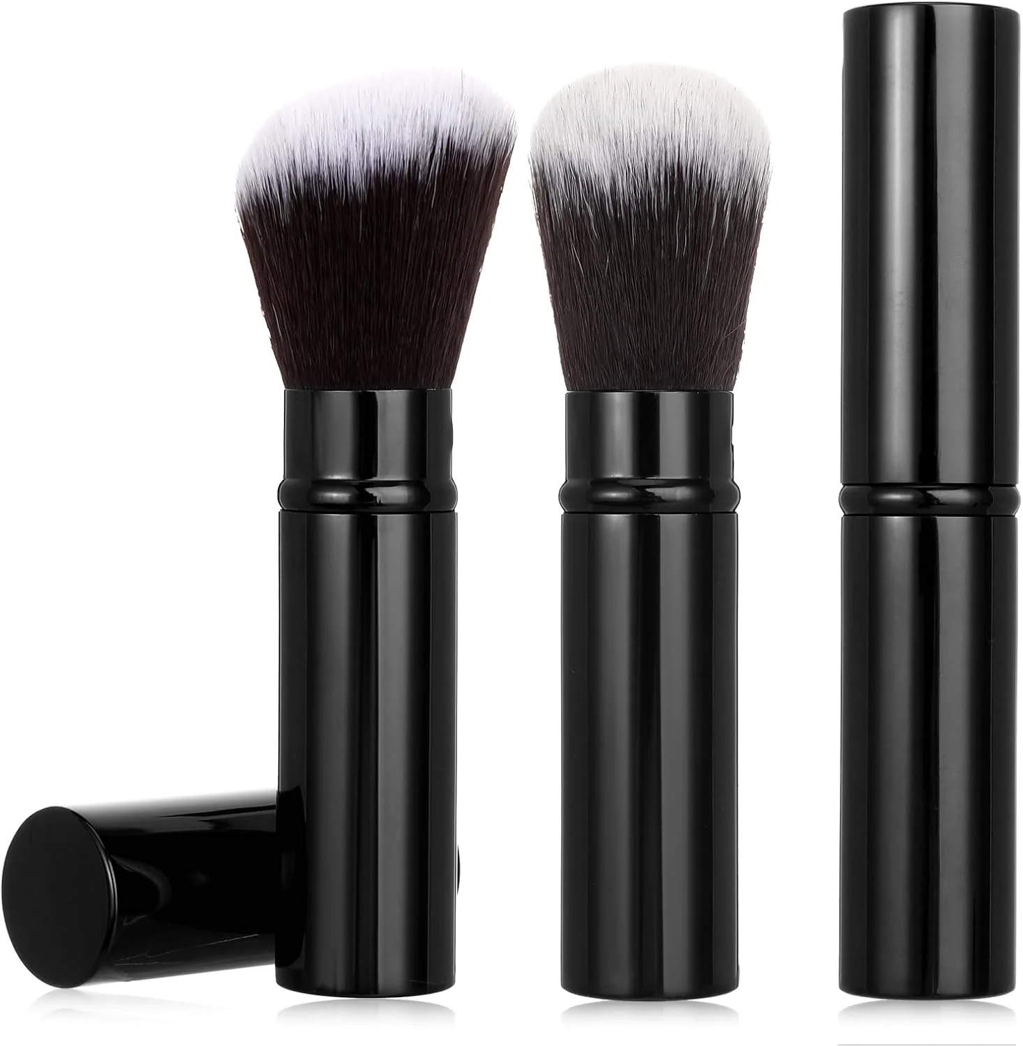 ست 2 عددی براش آرایشی رژگونه تاشو، براش مسافرتی زاویه دار پودر فونداسیون، براش رژگونه صورت، براش قابل حمل کرم پودر مایع ضد آفتاب با پوشش برای رژگونه و پودر آرایشی بی عیب و نقص