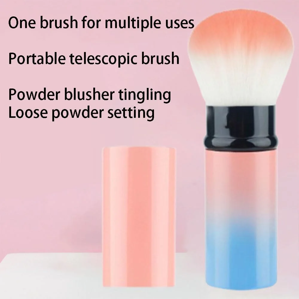 براش پودر جمع شونده، براش آرایشی کرم پودر، براش پودر جمع شونده برای استفاده از کرم پودر، پودرها و لوازم آرایشی معدنی آبی صورتی