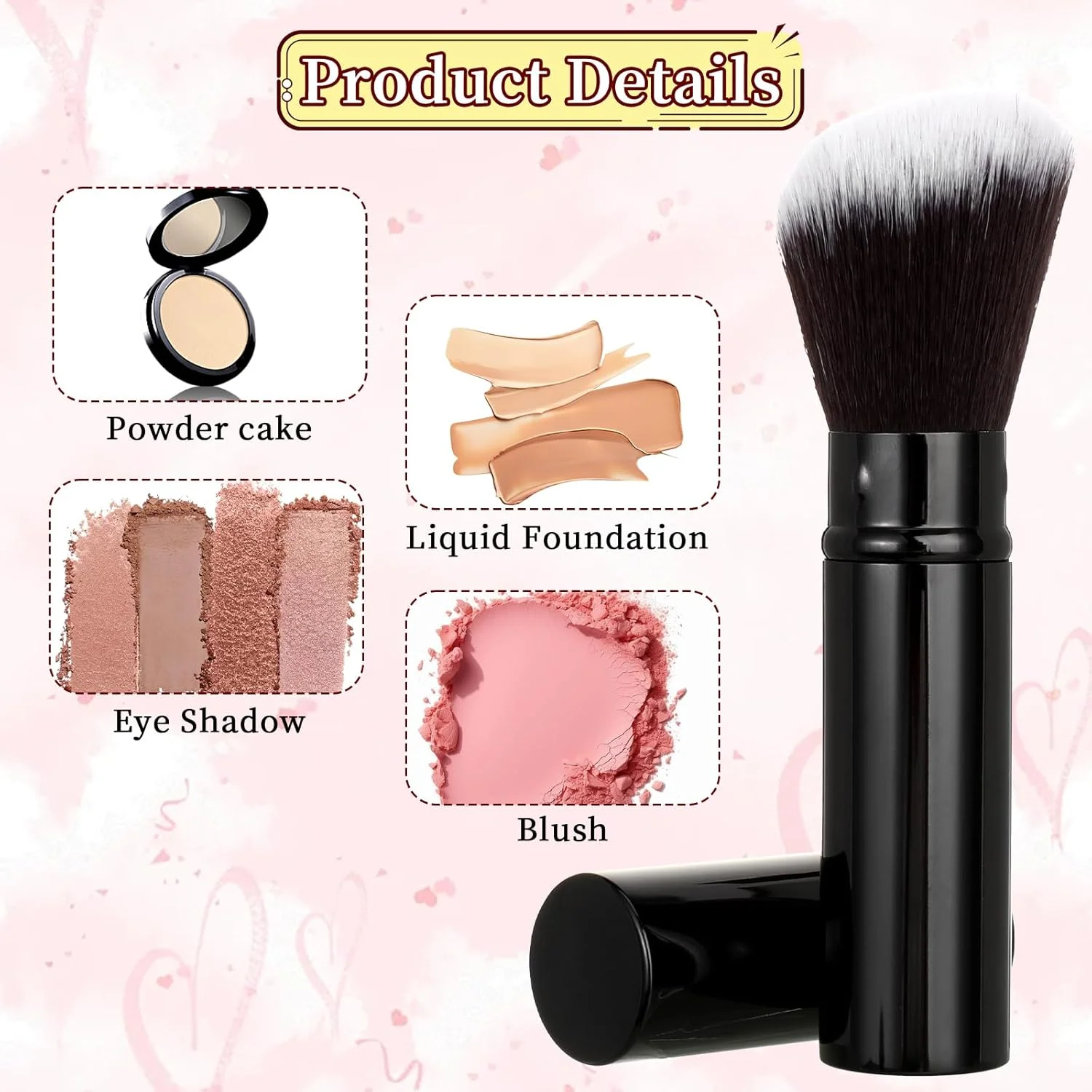 ست 2 عددی براش آرایشی رژگونه تاشو، براش مسافرتی زاویه دار پودر فونداسیون، براش رژگونه صورت، براش قابل حمل کرم پودر مایع ضد آفتاب با پوشش برای رژگونه و پودر آرایشی بی عیب و نقص