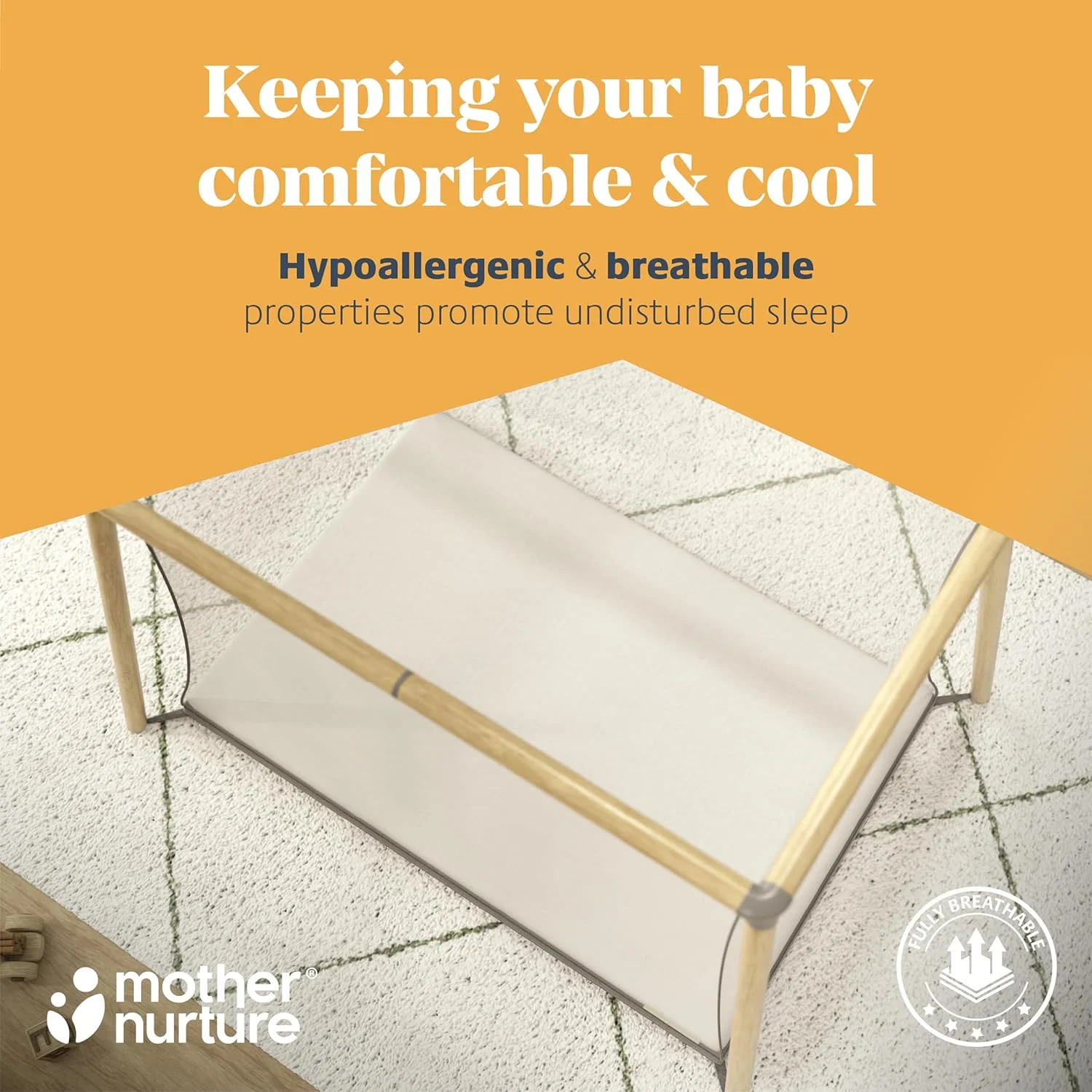 تشک فوم مسافرتی تخت نوزاد Mother Nurture Essential، سفید، 100 x 70 x 7.5 سانتی متر