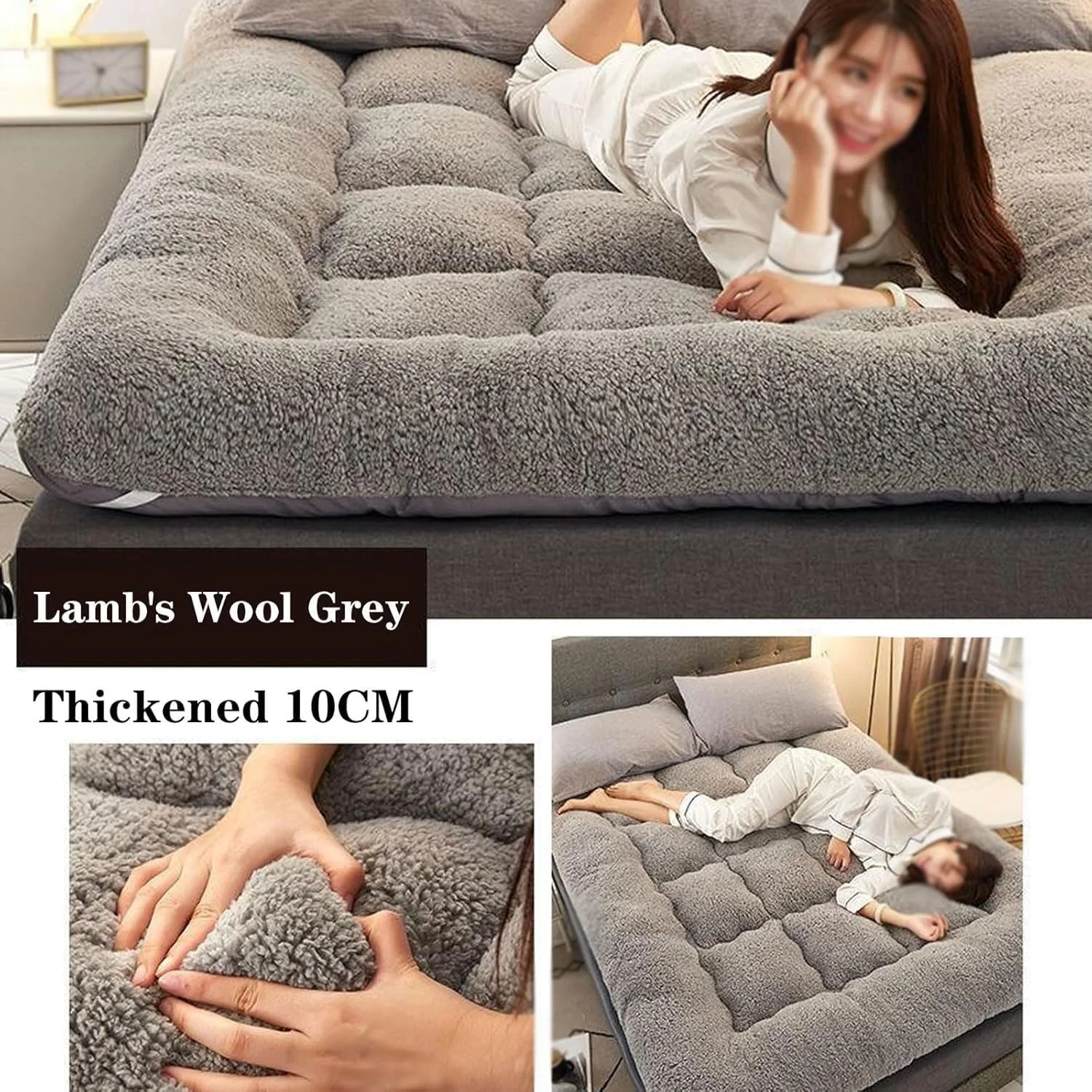 فوتون تاتامی ژاپنی تک نفره و دو نفره MTNBHH، تشک نرم و لطیف خانگی ژاپنی، تشک تاشو ضخیم مناسب فصل زمستان، مناسب برای کمپینگ و استفاده روی مبل (خاکستری، 90 * 190 سانتی متر)