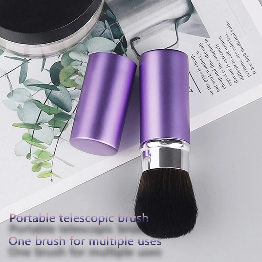 براش پودر جمع شونده، براش آرایشی کرم پودر، براش پودر جمع شونده برای استفاده از کرم پودر، پودرها و لوازم آرایشی معدنی بنفش