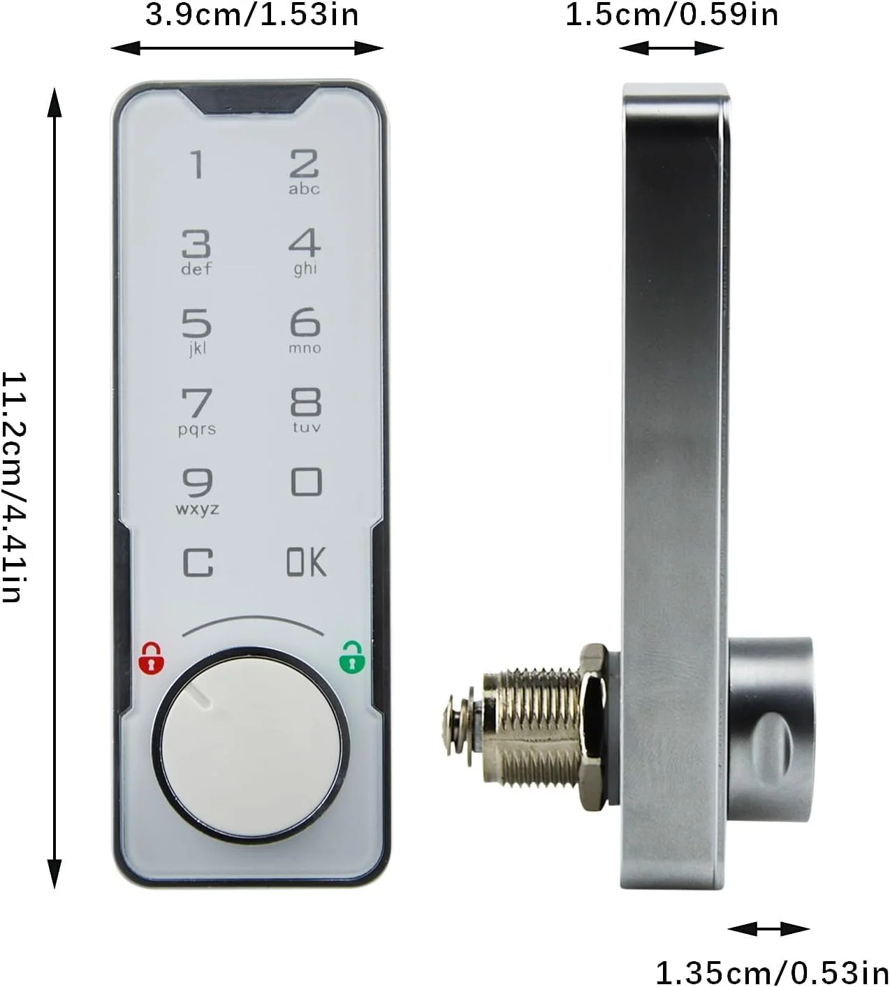 قفل کابینت الکترونیکی Flylin، قفل های امنیتی کددار با کلید امنیتی، قفل درب بدون کلید با رابط برق اضطراری، قفل درب هوشمند دیجیتال برای سیستم کنترل دسترسی (سفید)