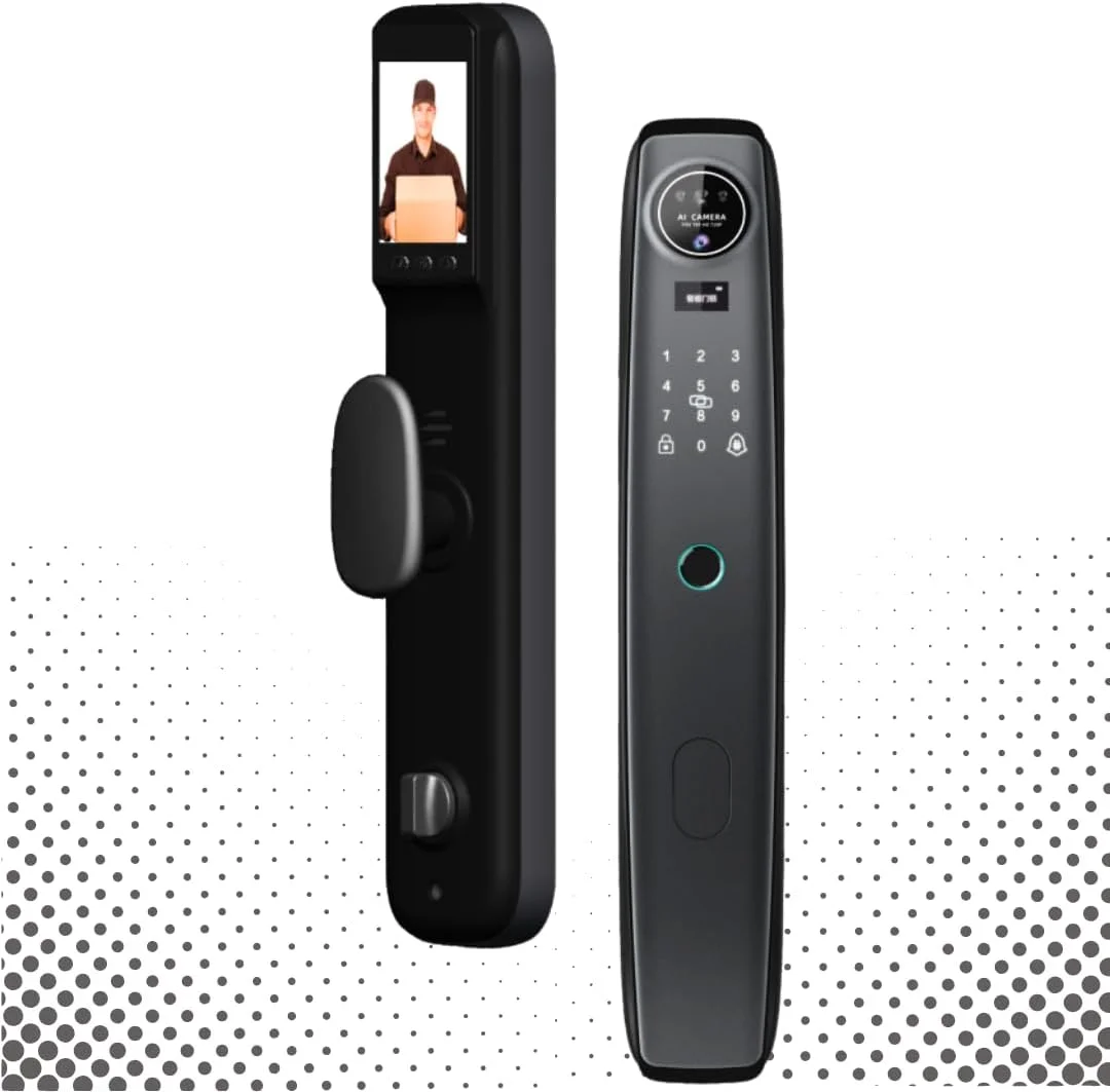 قفل درب دیجیتال هوشمند Eurocliq مدل Pro+ - تشخیص چهره سه بعدی و اثر انگشت | کنترل از طریق اپلیکیشن | قفل اتوماتیک | باتری 4200 میلی آمپر ساعتی | مناسب برای درب های 40-120 میلی متری | دوربین چشمی و سیستم هشدار