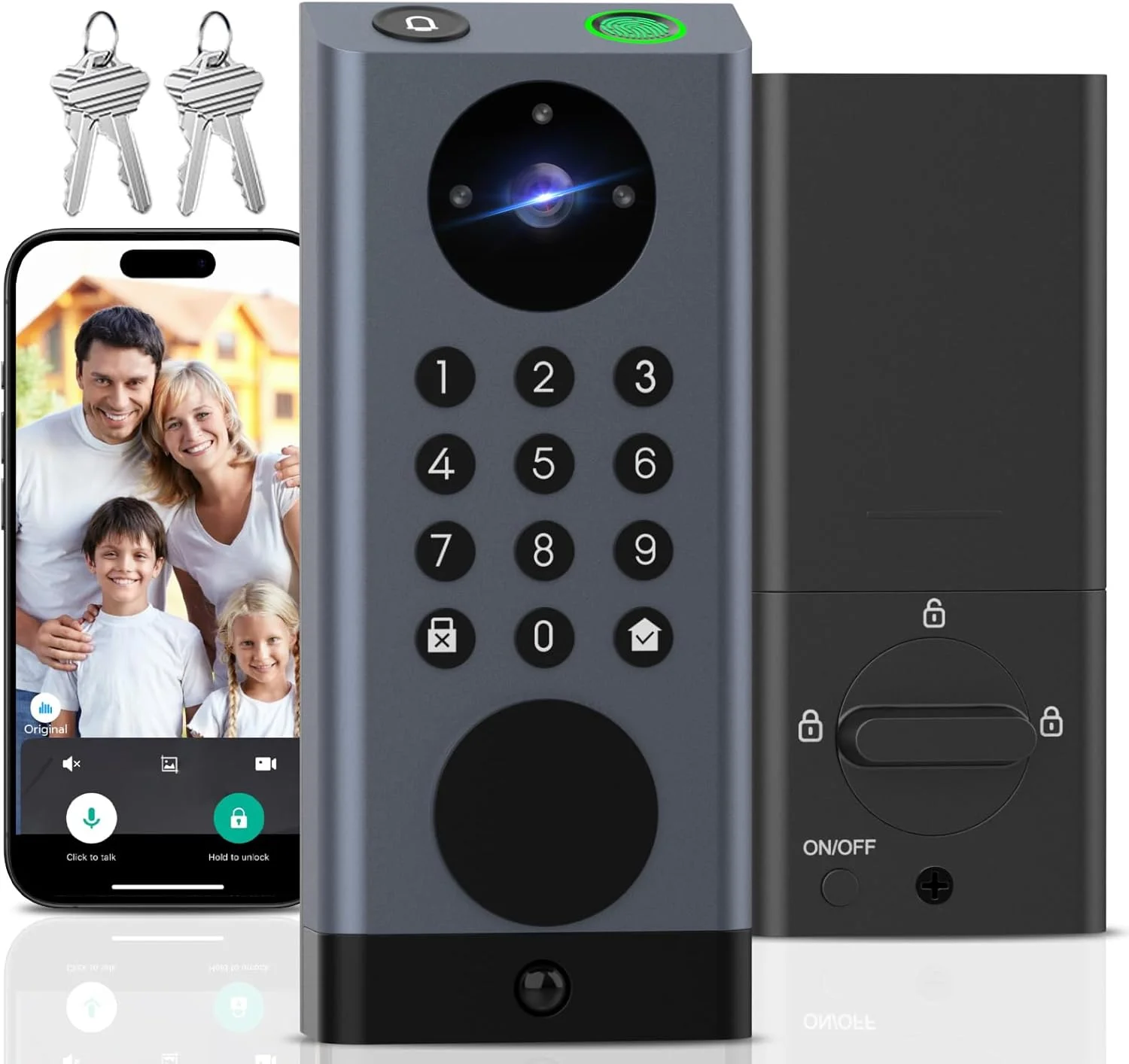 قفل درب وای فای دیداس با دوربین، قفل هوشمند Deadbolt با زنگ ویدیویی، قفل درب ورودی بدون کلید با کد صفحه کلید اثر انگشت، قفل هوشمند بیومتریک دیجیتال وای فای برای درب ورودی