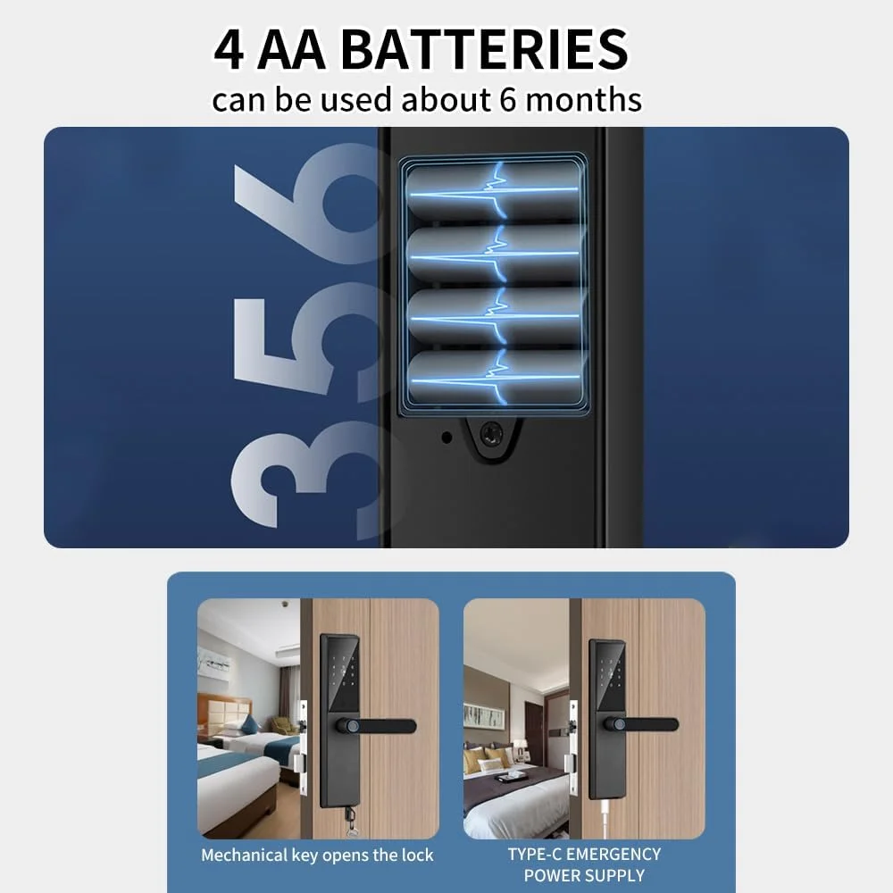 دستگیره قفل درب هوشمند Eacam با قابلیت ورود بدون کلید، دارای کارت و کلید، قفل درب بیومتریک، عملکرد از راه دور با اپلیکیشن Tuya، رمز عبور مجازی ضد دید زدن، قفل هوشمند برای درب اتاق خواب منزل و اداره با ضخامت 40-120 میلی متر دستگیره قفل درب هوشمند Eacam با قابلیت ورود بدون کلید، دارای کارت و کلید، قفل درب بیومتریک، عملکرد از راه دور با اپلیکیشن Tuya، رمز عبور مجازی ضد دید زدن، قفل هوشمند برای درب اتاق خواب منزل و اداره با ضخامت 40-120 میلی متر
