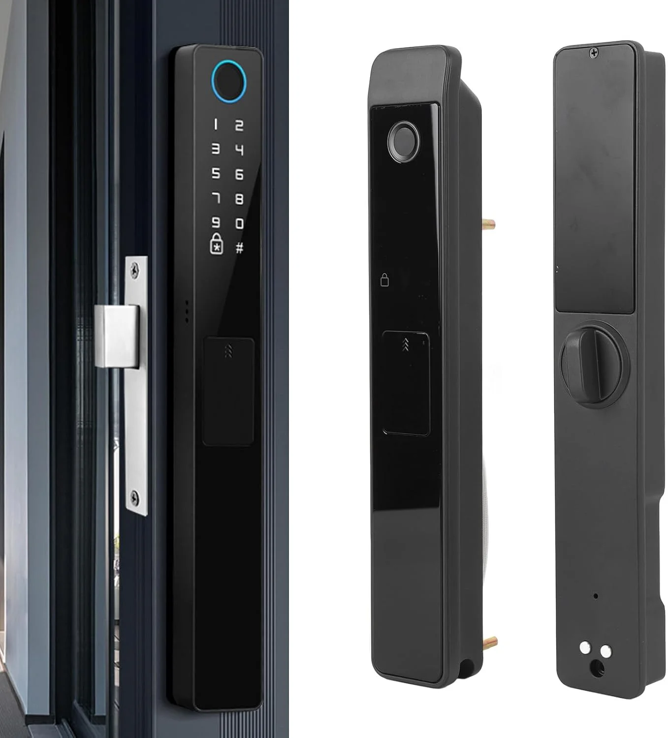 قفل هوشمند ورودی، قفل درب دیجیتال 5 در 1 بدون کلید با رمز عبور، کارت IC، کنترل برنامه کلید، قفل صفحه کلید هوشمند اثر انگشت بیومتریک IP65 برای درب های 3.5 تا 8 سانتی متری