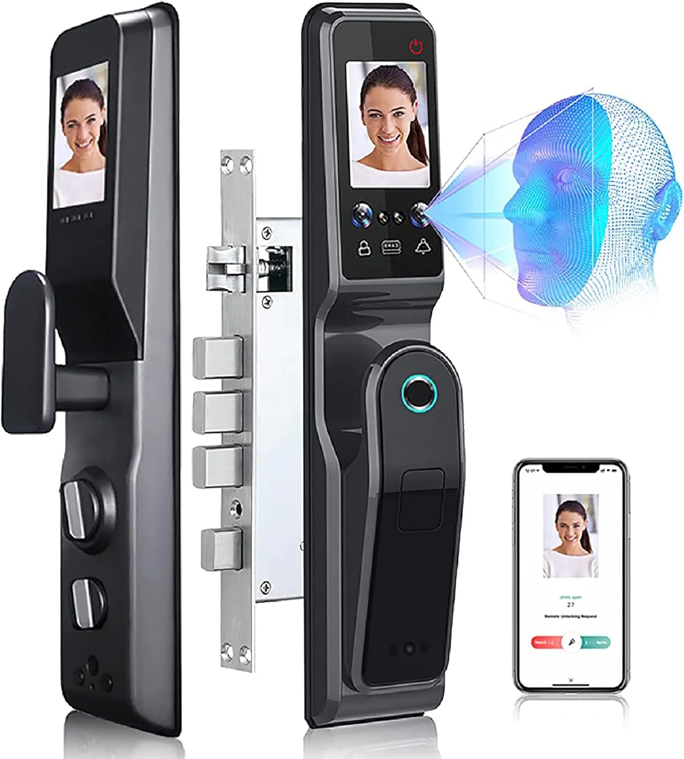 قفل درب هوشمند ADORZ با دوربین، قفل درب بدون کلید، قفل اثر انگشت الکترونیکی بیومتریک اتوماتیک جلو با صفحه کلید دیجیتال، کنترل برنامه، کلیدها، کارت IC قفل درب هوشمند ADORZ با دوربین، قفل درب بدون کلید، قفل اثر انگشت الکترونیکی بیومتریک اتوماتیک جلو با صفحه کلید دیجیتال، کنترل برنامه، کلیدها، کارت IC
