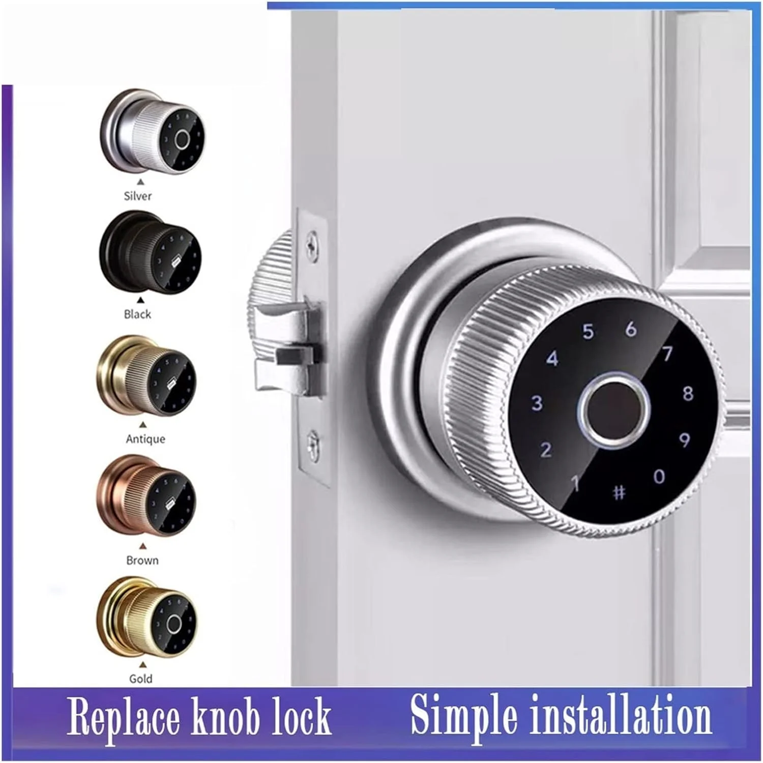 قفل دستگیره هوشمند درب، دستگیره دیجیتال الکترونیکی بیومتریک، دستگیره اثر انگشتی سیلندر هوشمند درب زینیی (عتیقه)