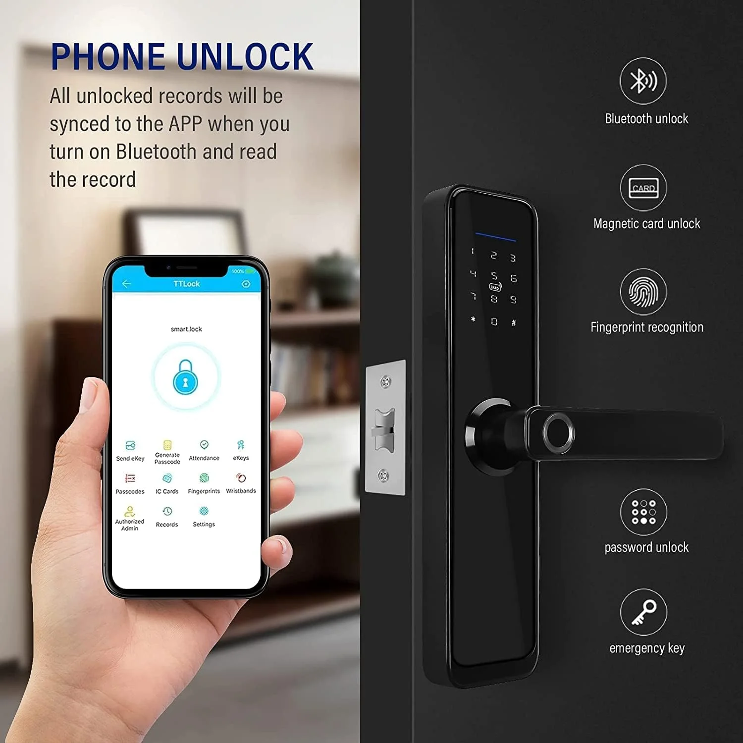 قفل درب هوشمند Alink، قفل الکترونیکی دیجیتال بلوتوثی هوشمند، باز کردن قفل با اثر انگشت، قفل درب ورودی بدون کلید با صفحه کلید، هاب Gateway جداگانه فروخته می شود، کار با الکسا و گوگل، برنامه TTlock