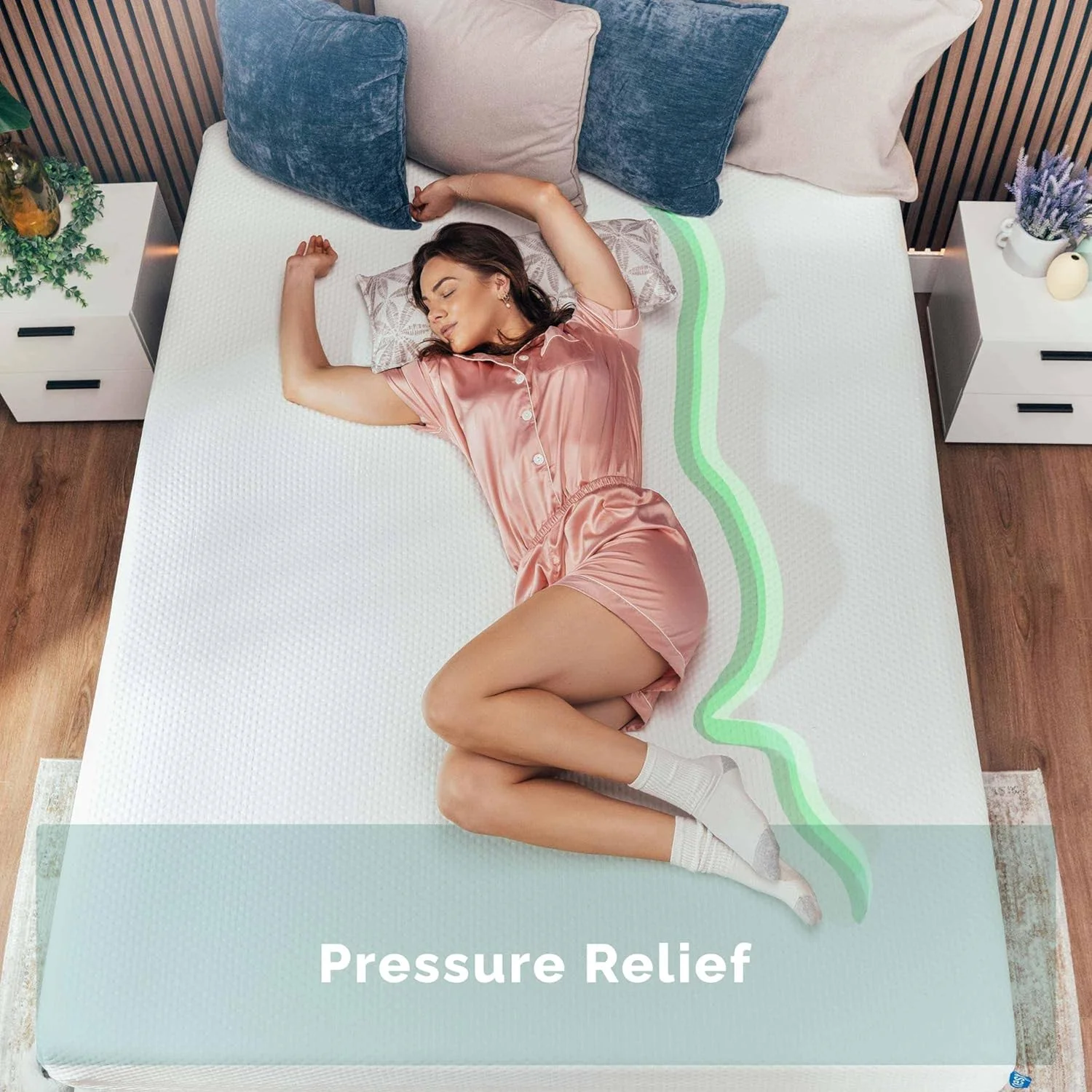 تشک سایز کینگ نستل با فوم حافظه دار گرافیت خنک کننده 12 اینچی - تشک فوم حافظه دار سایز کینگ، تشک بدون فایبرگلاس در جعبه، تخت خواب حمایتی کاهش دهنده فشار در جعبه، دارای گواهینامه CertiPur-US