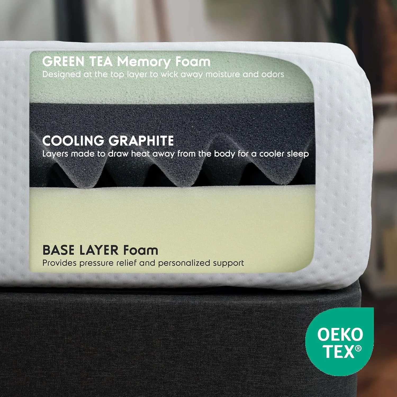 تشک سایز کینگ نستل با فوم حافظه دار گرافیت خنک کننده 12 اینچی - تشک فوم حافظه دار سایز کینگ، تشک بدون فایبرگلاس در جعبه، تخت خواب حمایتی کاهش دهنده فشار در جعبه، دارای گواهینامه CertiPur-US