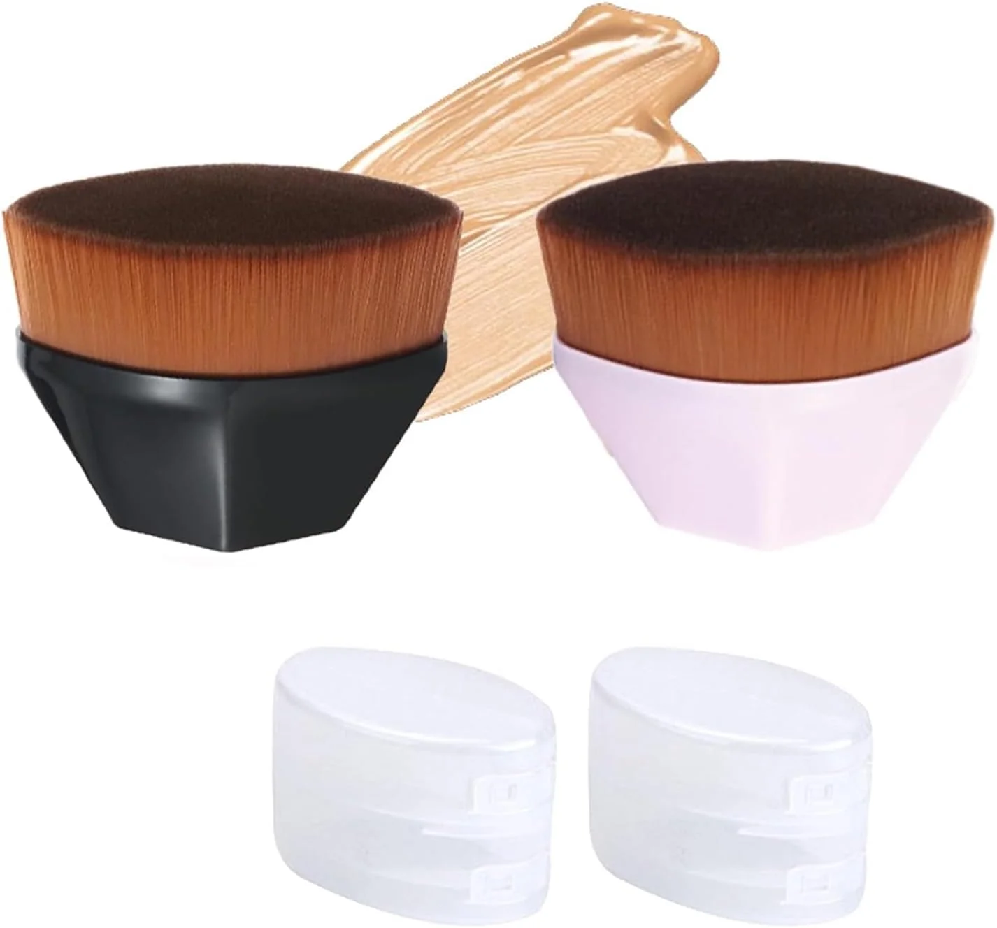 براش های کرم پودر ریان فاندیشن، براش آرایشی، براش کرم پودر چند منظوره سر صاف، براش آرایشی مناسب برای کرم پودر، لوسیون، کرم (بسته 2 عددی)