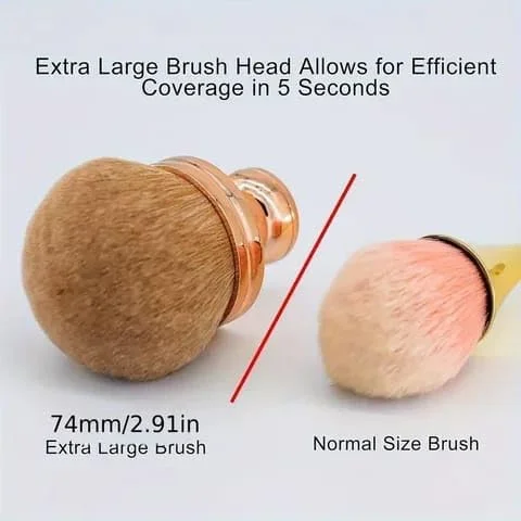 براش آرایشی بدن Purfex - براش بزرگ برای برنزه کننده و ترکیب کامل بدن، براش کابوکی سر پهن با دسته ارگونومیک برای پوشش یکنواخت (طلایی)