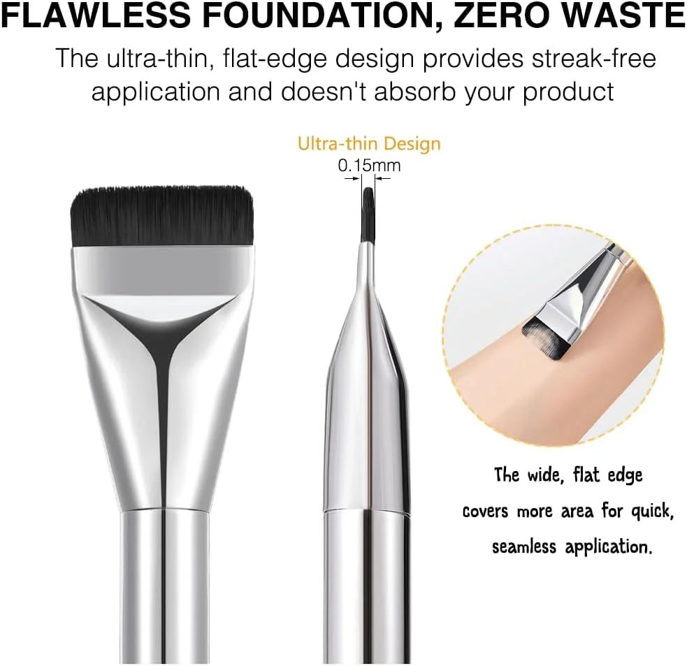 ست برس آرایشی حرفه ای 4 تکه به همراه پد پودر کوچک، برس کرم پودر، برس رژگونه زاویه دار، برس سایه چشم دو طرفه