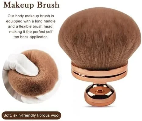 براش آرایشی بدن Purfex - براش بزرگ برای برنزه کننده و ترکیب کامل بدن، براش کابوکی سر پهن با دسته ارگونومیک برای پوشش یکنواخت (طلایی)