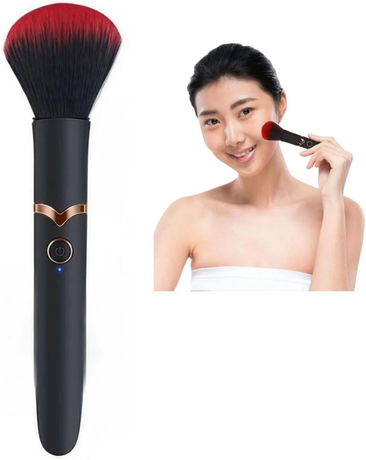 براش آرایشی برقی RÃNY W، براش آرایشی ویبره با 10 حالت، براش لوازم آرایشی قابل شارژ USB، براش پودر فیکس و سایه، براش آرایشی هوشمند چرخشی ویبره دار مناسب منزل و مسافرت