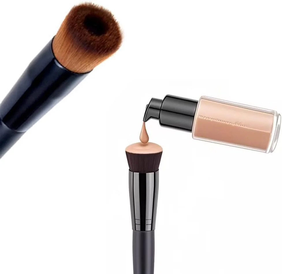 براش آرایشی مقعر حرفه ای برای ترکیب بی نقص، موهای نرم و مصنوعی برای کرم پودر مایع و کرمی