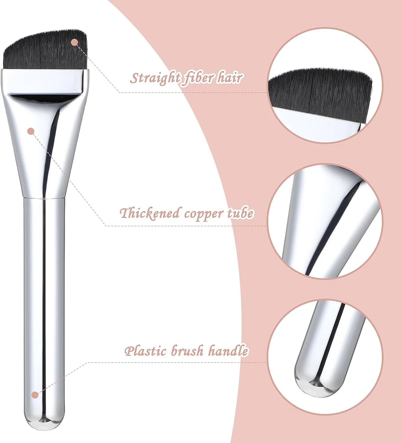 ست دو عددی براش کرم پودر Qianyu، براش فوق العاده نازک با تیغه گرد و مورب، براش کرم پودر ممتاز با موهای نرم و متراکم مصنوعی، براش های ترکیبی برای کرم پودر مایع و کانسیلر