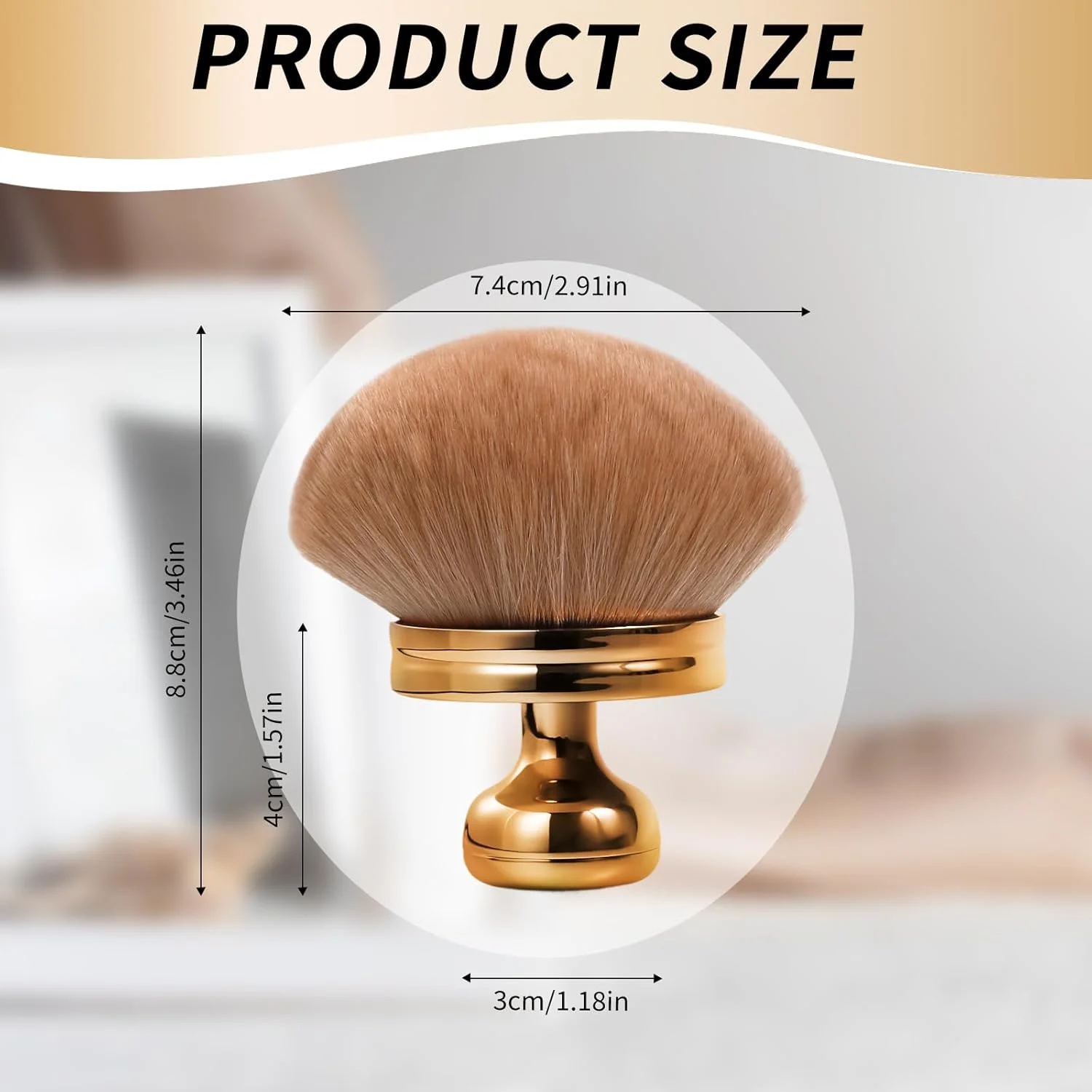 براش رژگونه، براش برنزه کننده رزگلد فوق العاده بزرگ، براش حرفه ای با عرض 3.5 اینچ برای فونداسیون، رژگونه، برنزر و فر کننده برای استفاده آسان صورت و بدن