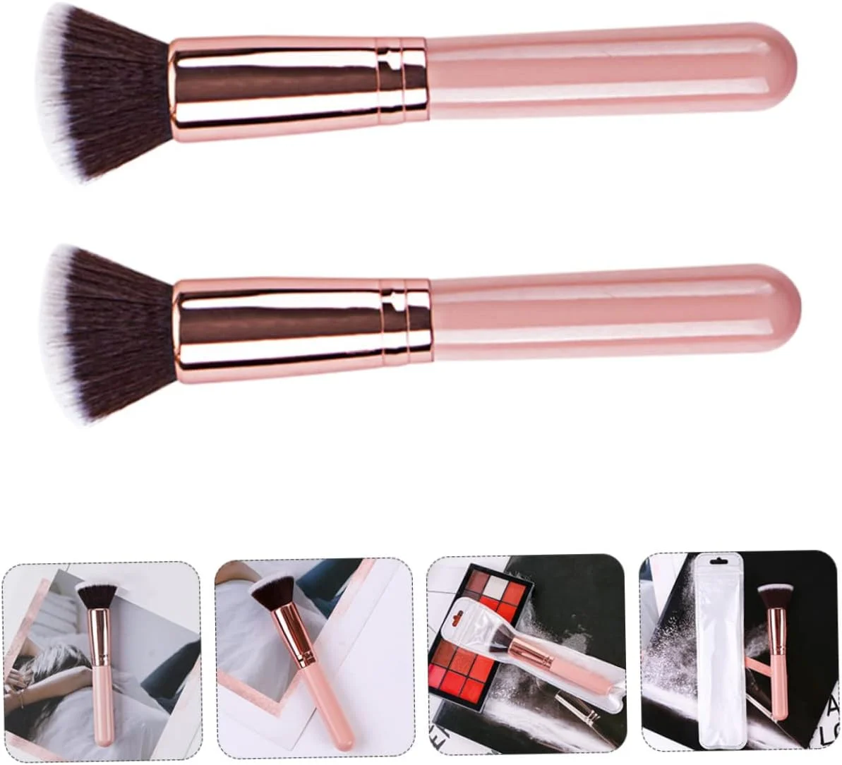 براش آرایشی حرفه ای، براش پودر فونداسیون قابل حمل و سبک وزن برای زنان برای زیبایی DIY، ایده آل برای فونداسیون کرمی، پودری یا مایع (رزگلد)