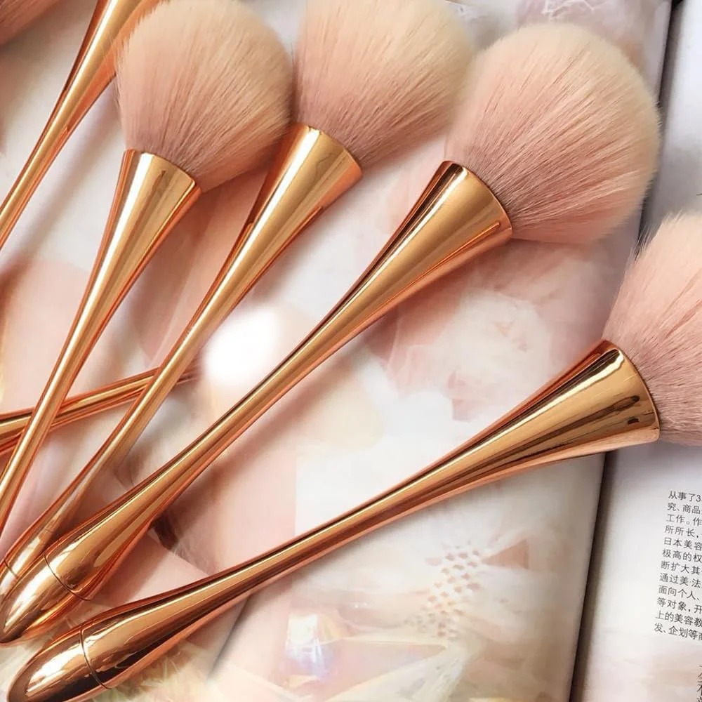 ست برس آرایشی حرفه ای، برس بزرگ پودر، کرم پودر، رژگونه و مواد معدنی برای استفاده روزانه، برس آرایشی بزرگ زاویه دار برای پودر فشرده و شل (رزگلد) ست برس آرایشی حرفه ای، برس بزرگ پودر، کرم پودر، رژگونه و مواد معدنی برای استفاده روزانه، برس آرایشی بزرگ زاویه دار برای پودر فشرده و شل (رزگلد)