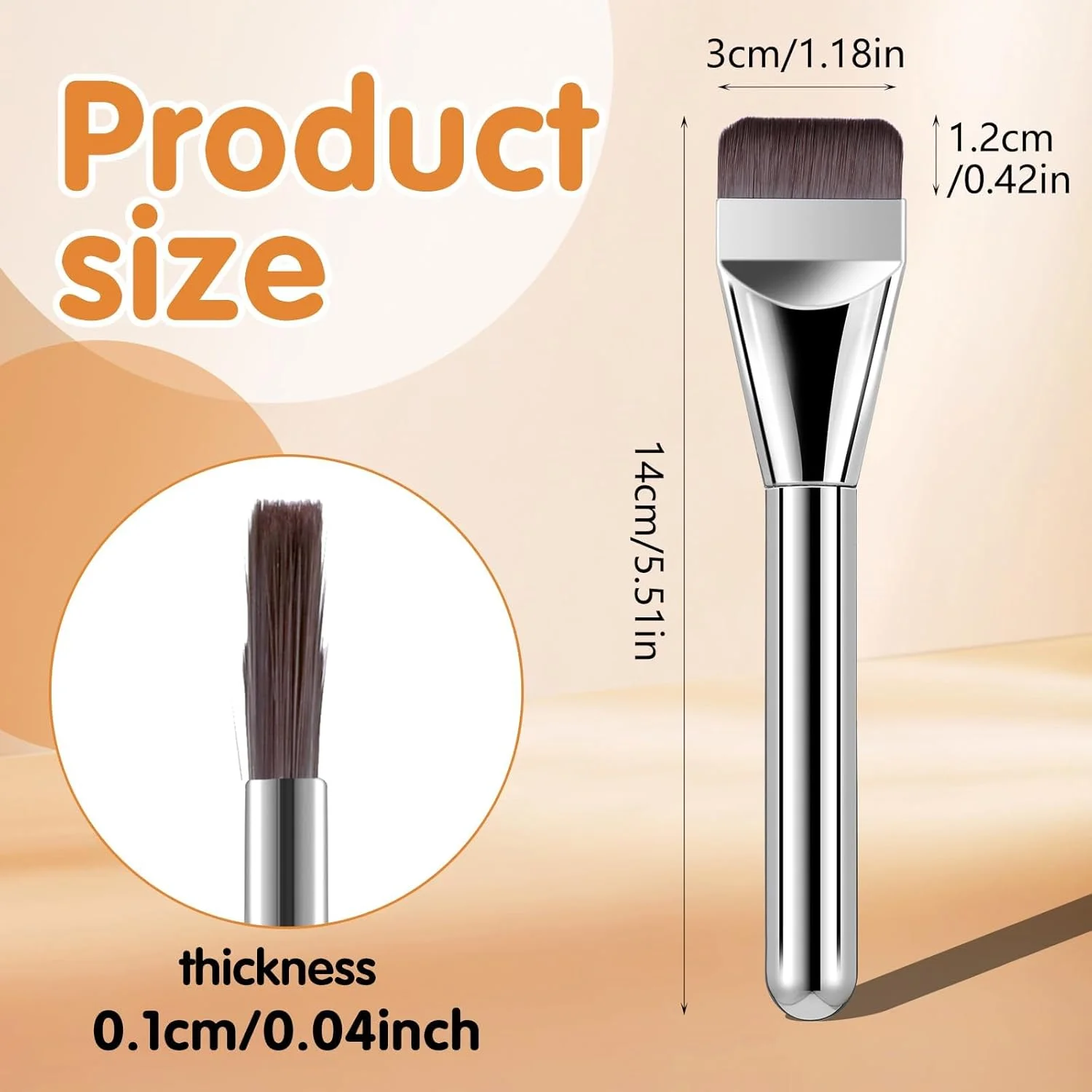 براش کرم پودر نقره ای رنگ با کیفیت عالی، براش تخت فوق العاده نازک برای آرایش صورت، براش زاویه دار کرم پودر مایع، براش کانسیلر