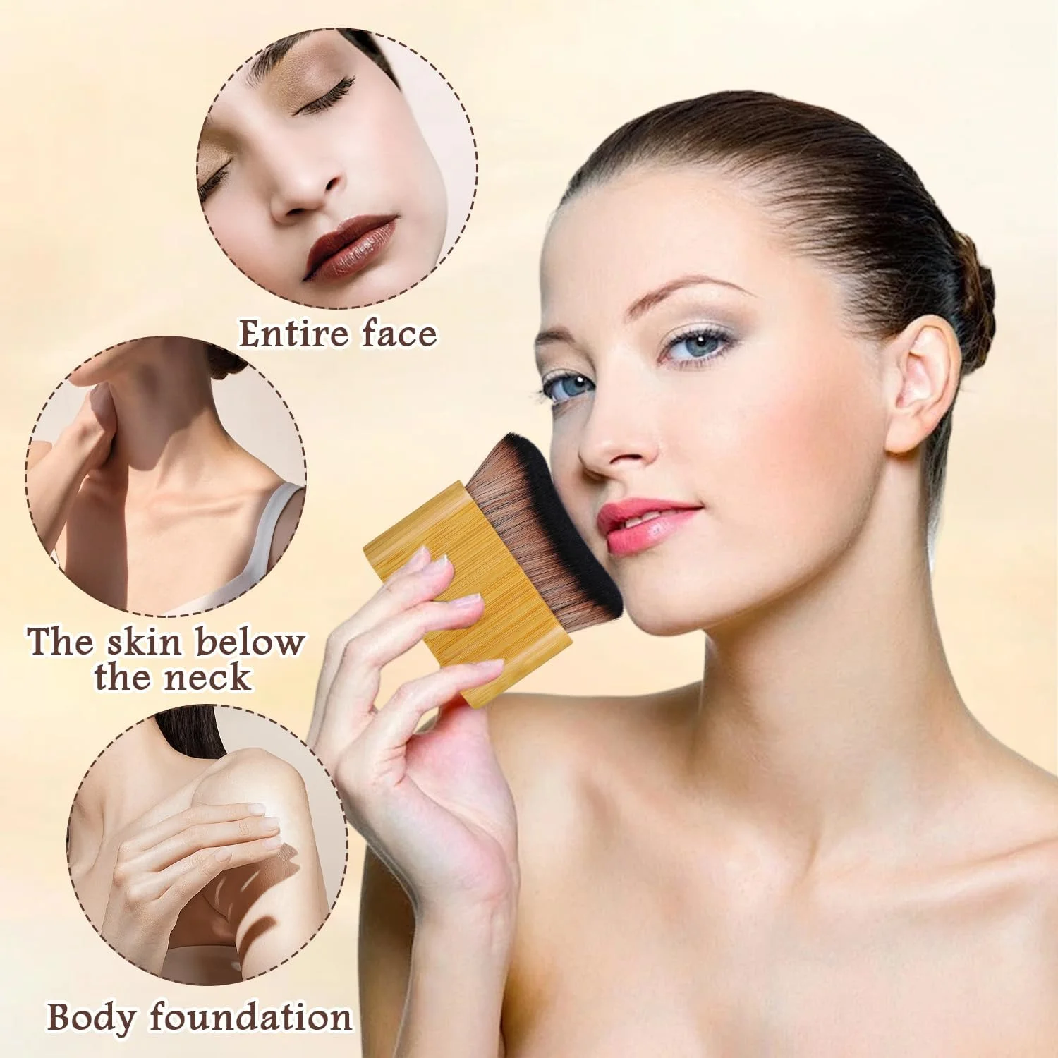 برس برنزه کننده خودکار، برس نرم و قابل حمل برای برنزه کردن، برس های آرایشی فونداسیون بدن، اپلیکاتور برنزه کننده بدون رگه برای صورت و بدن
