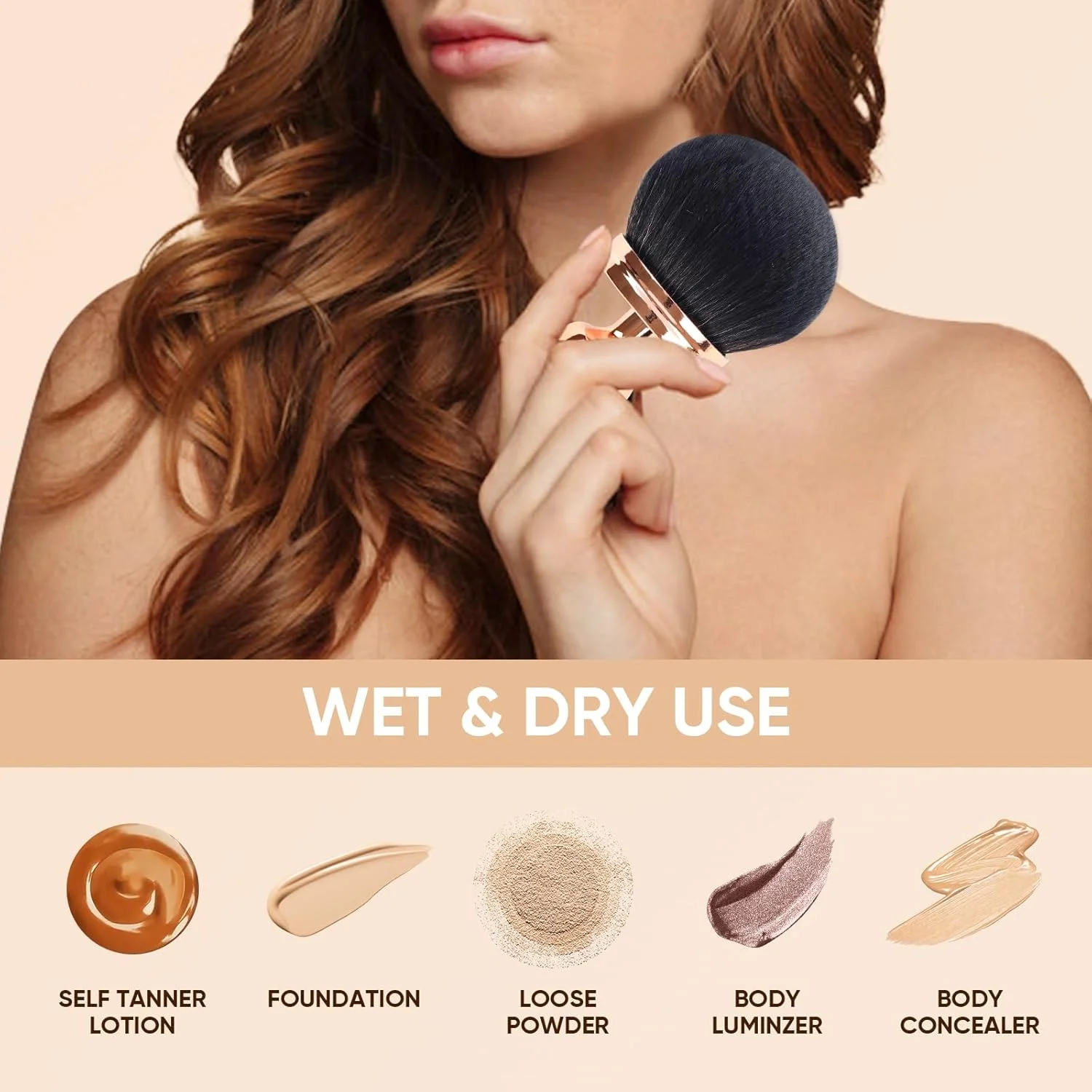 براش حرفه ای کابوکی کرم پودر، براش قارچی فوق العاده بزرگ، براش آرایشی، براش برنزه کننده، کرم پودر مایع، استفاده از آرایش صورت، گردن و بدن (مشکی رزگلد) براش حرفه ای کابوکی کرم پودر، براش قارچی فوق العاده بزرگ، براش آرایشی، براش برنزه کننده، کرم پودر مایع، استفاده از آرایش صورت، گردن و بدن (مشکی رزگلد)