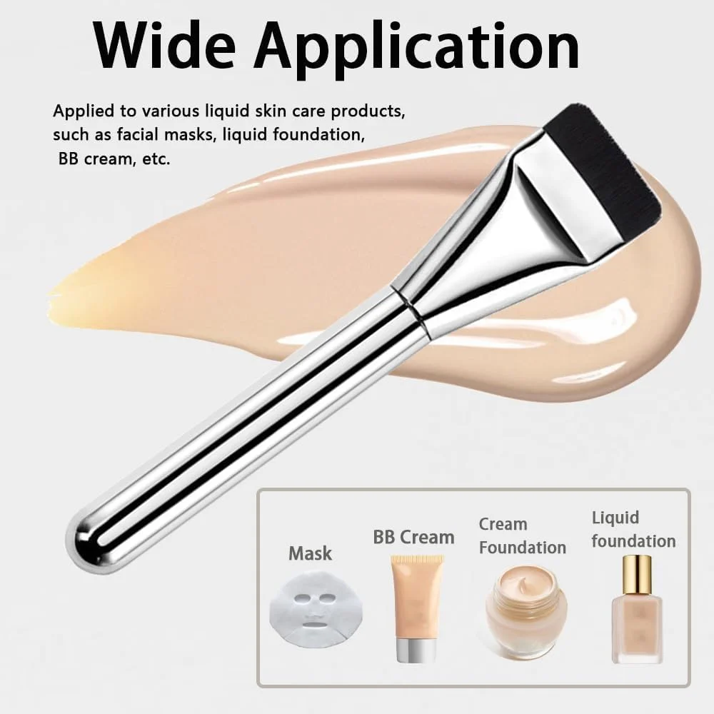 براش کرم پودر نقره ای رنگ با کیفیت عالی، براش تخت فوق العاده نازک برای آرایش صورت، براش زاویه دار کرم پودر مایع، براش کانسیلر