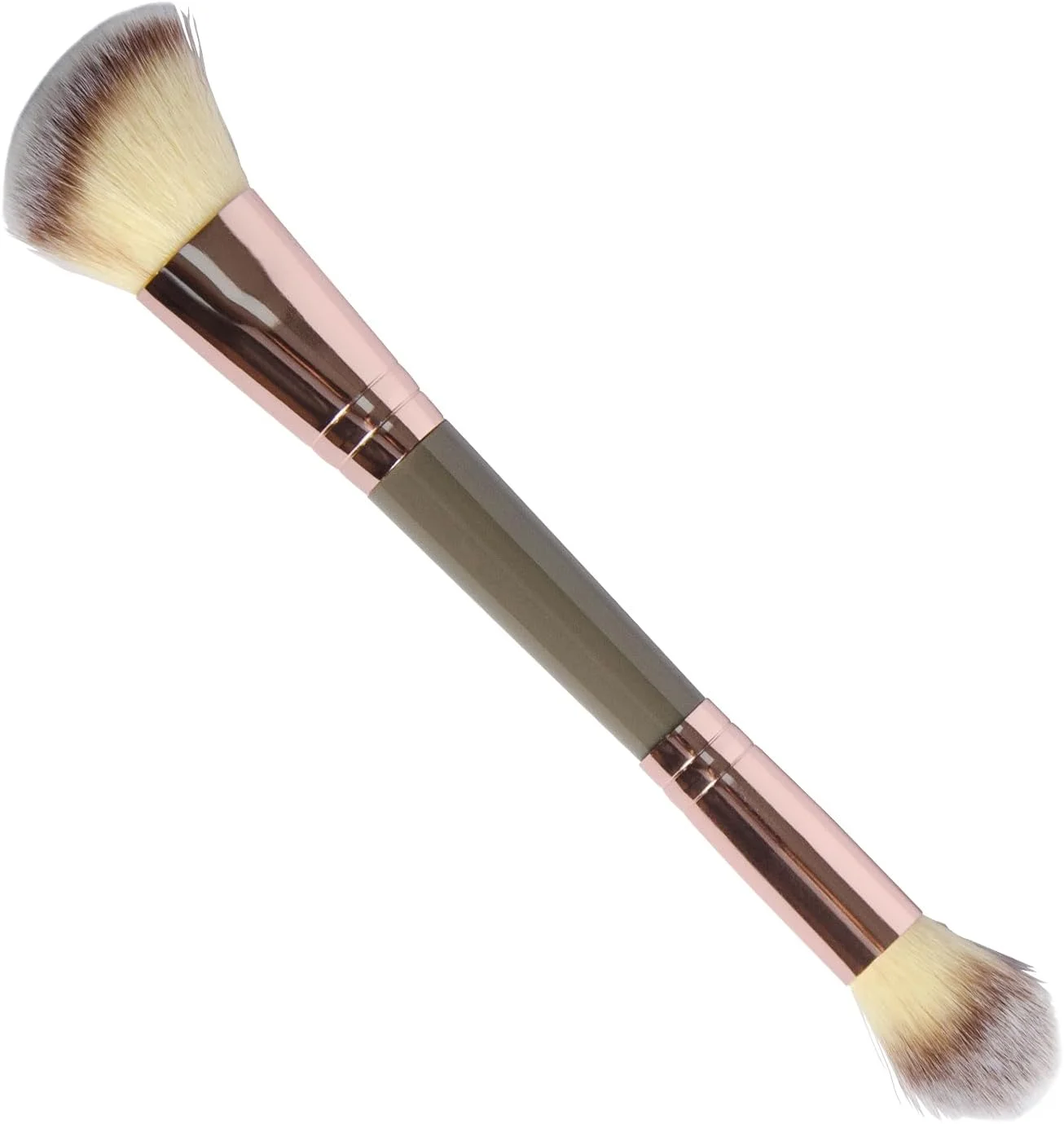 یک عدد براش آرایشی دو طرفه - براش های زاویه دار و گرد برای کرم پودر، کانتورینگ و ترکیب کردن - موهای لوکس با کیفیت عالی برای استفاده از کرم، مایع و پودر، مناسب برای هر نوع آرایش (A1-1 * 1)