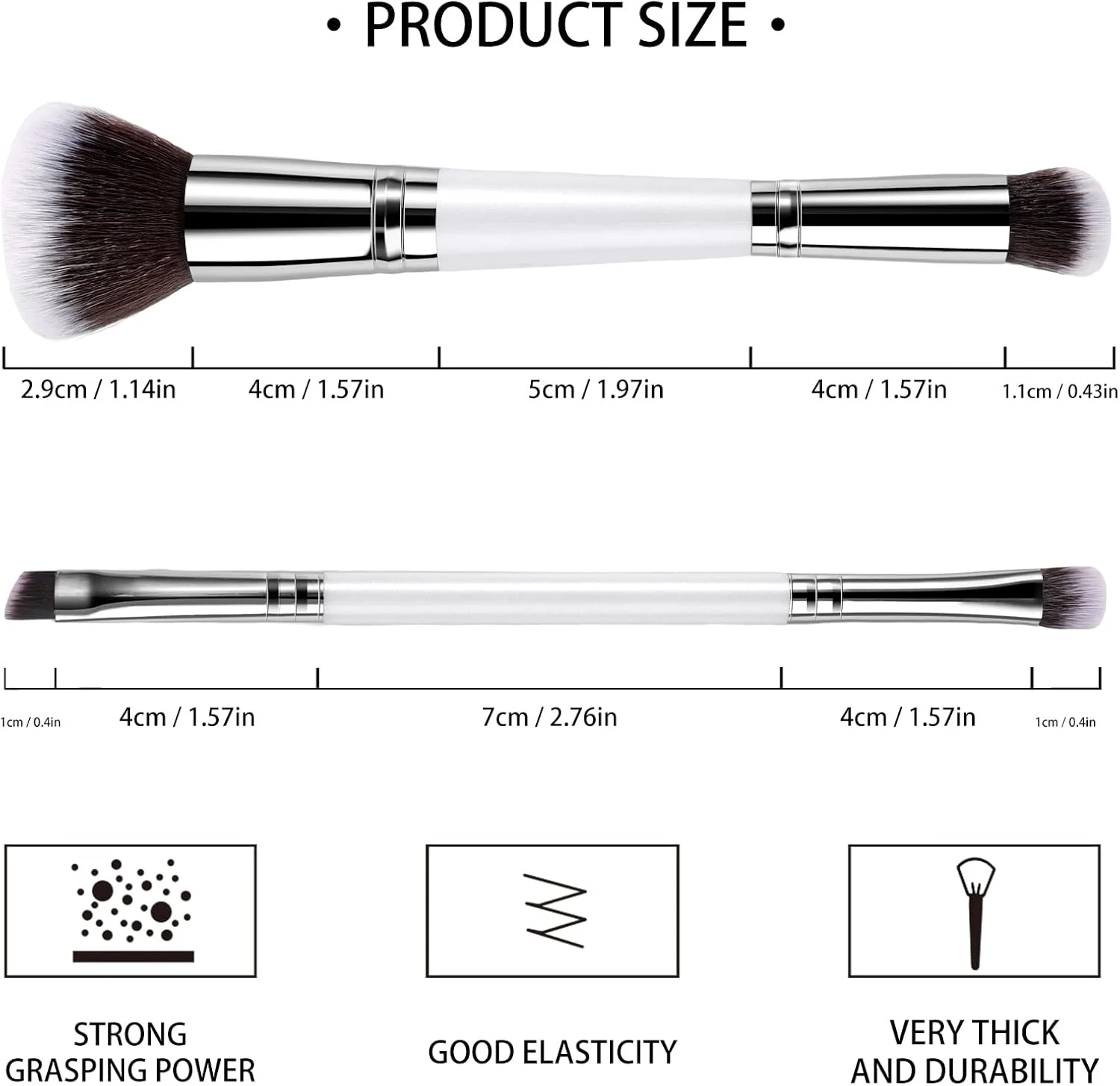 ست برس آرایشی دو عددی برای کرم پودر و رژگونه - برس کانتور دو سر 2 در 1، برس ترکیب پودر صورت برای فرم دهی، هایلایت، کانتورینگ کرم، رژگونه، کرم پودر مایع، کانسیلر، پرایمر آرایشی