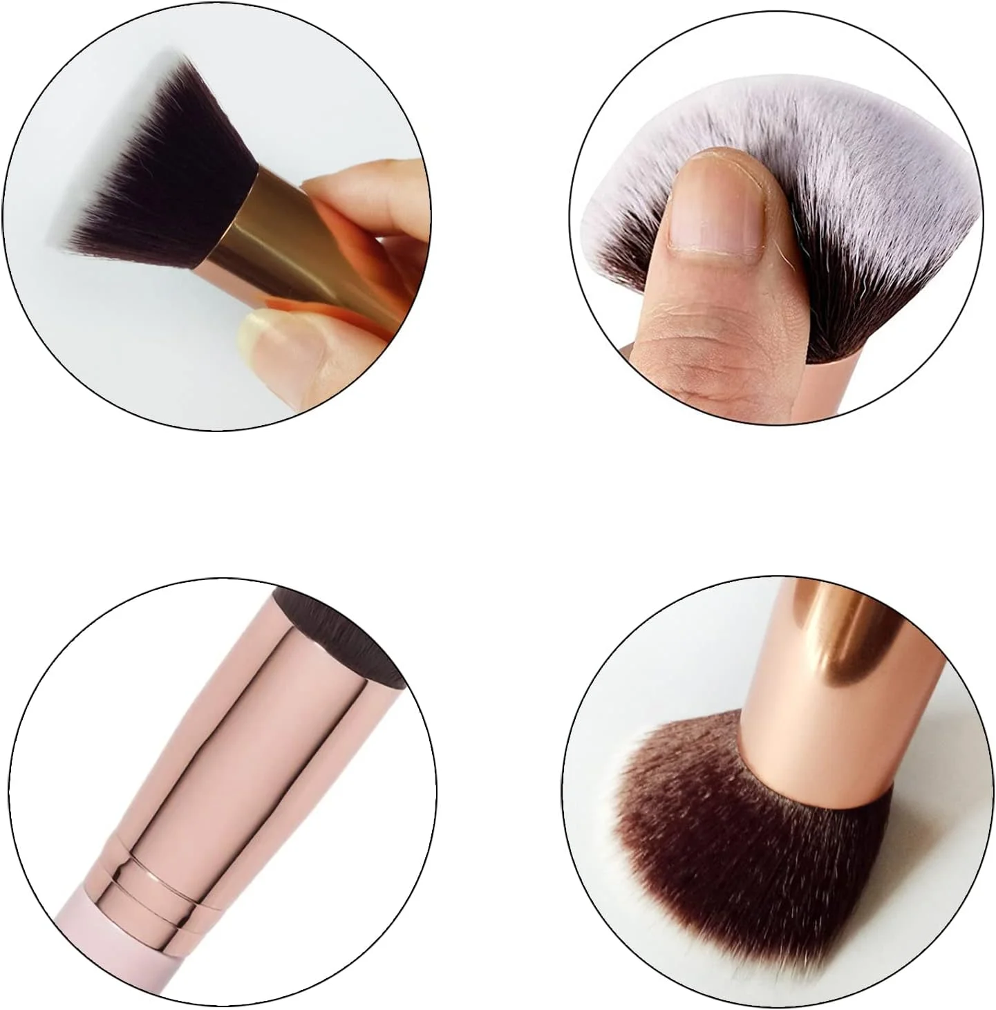 براش آرایشی Olakin، براش کرم پودر، براش آرایشی، براش لوازم آرایشی، براش تخت لوازم آرایشی، ایده آل برای کرم پودر کرمی، پودری یا مایع (رزگلد)