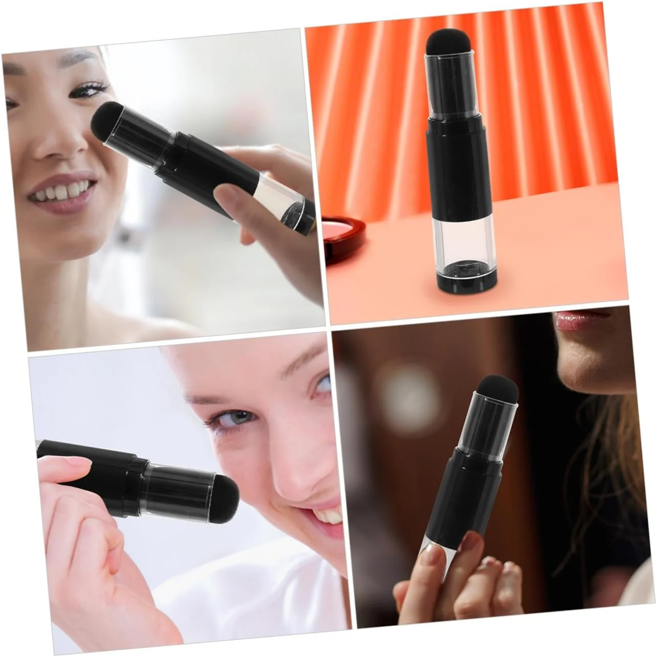 پتکاو 2 عدد براش رژگونه، براش کرم پودر مسافرتی با بطری اسپری قابل پر کردن، براش پودر متراکم برای استفاده از آرایش، قابل حمل و مناسب برای تجدید آرایش در حال حرکت