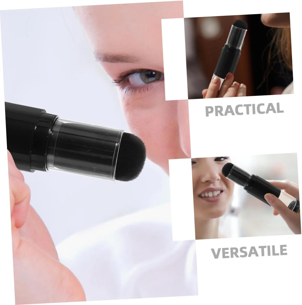 پتکاو 2 عدد براش رژگونه، براش کرم پودر مسافرتی با بطری اسپری قابل پر کردن، براش پودر متراکم برای استفاده از آرایش، قابل حمل و مناسب برای تجدید آرایش در حال حرکت