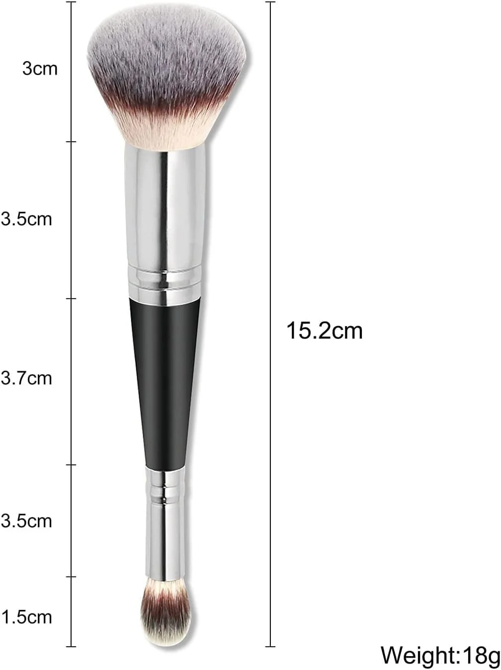 ست 2 عددی براش آرایشی دو سر - براش کرم پودر و کانسیلر گرد و مخروطی بی نقص، براش آرایشی دو سر برای ترکیب و پخش کردن مواد مایع، کرمی و پودری