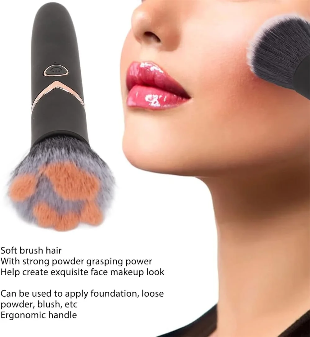 براش آرایشی قابل حمل و ضد آب Neotimely، براش رژگونه، براش پودر فیکس، براش ماساژور برقی ویبره با 10 حالت - مشکی