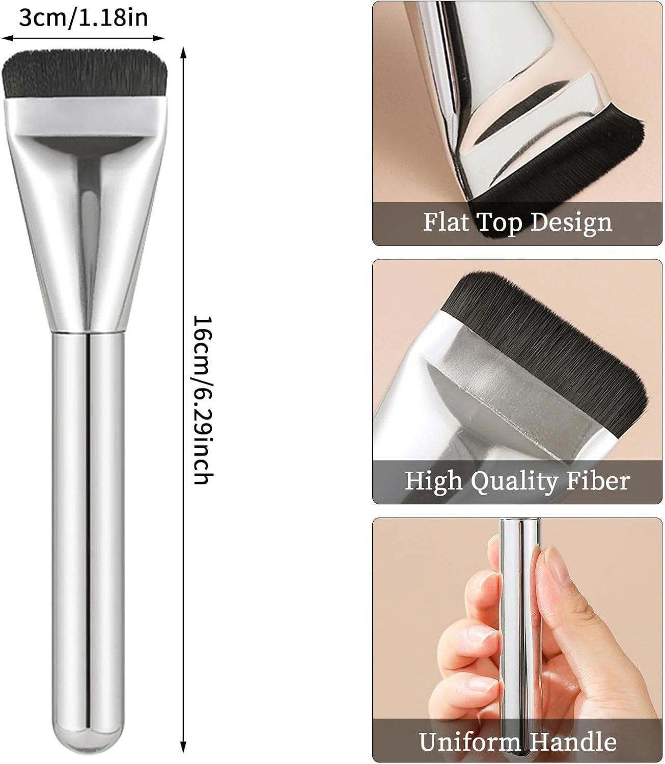 براش کرم پودر مایع Muyaps، براش های آرایشی کرم پودر، براش پودر رژگونه صورت برای زنان و دختران (1 عدد)