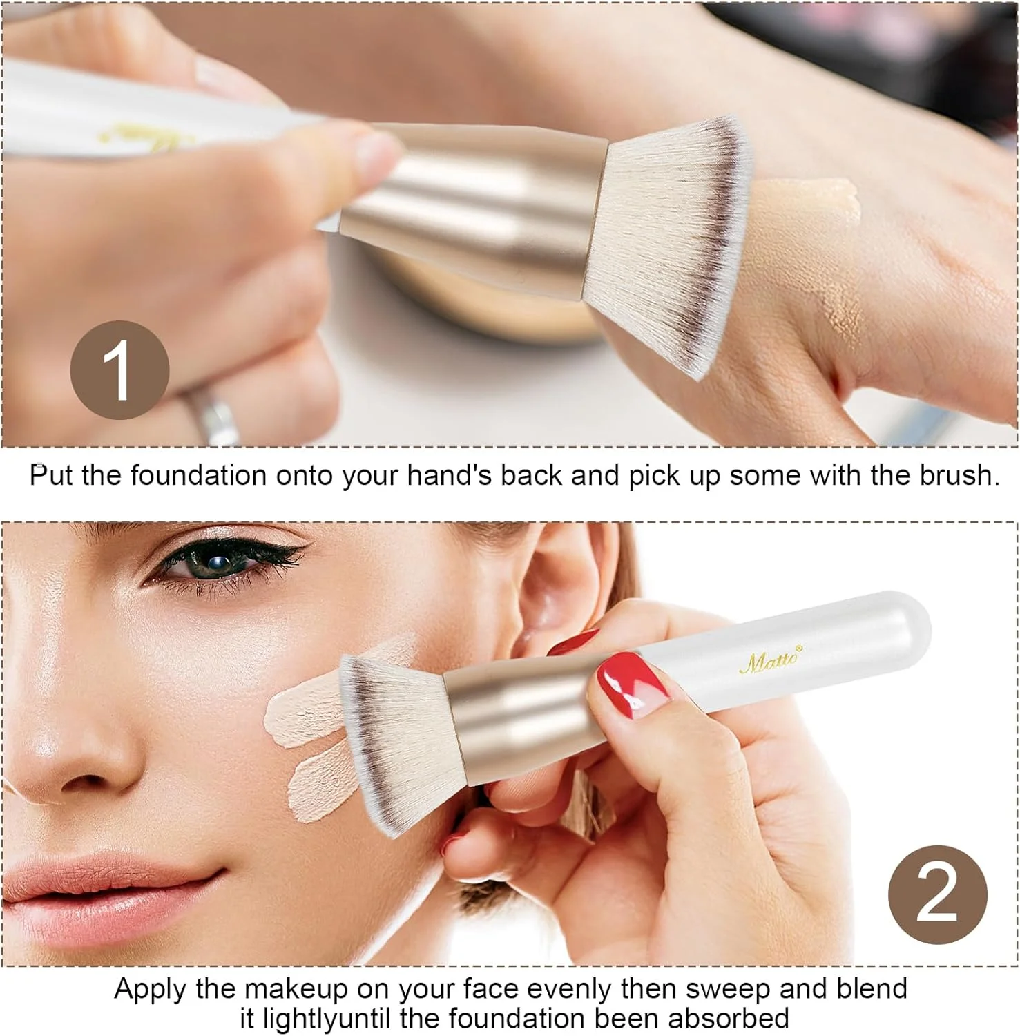 براش کرم پودر ماتو برای آرایش مایع و کرمی، براش آرایشی سر صاف، براش آرایشی ممتاز، براش برنزه کننده، براش پرداخت پودر معدنی، ابزار آرایشی برای ترکیب و نقطه گذاری