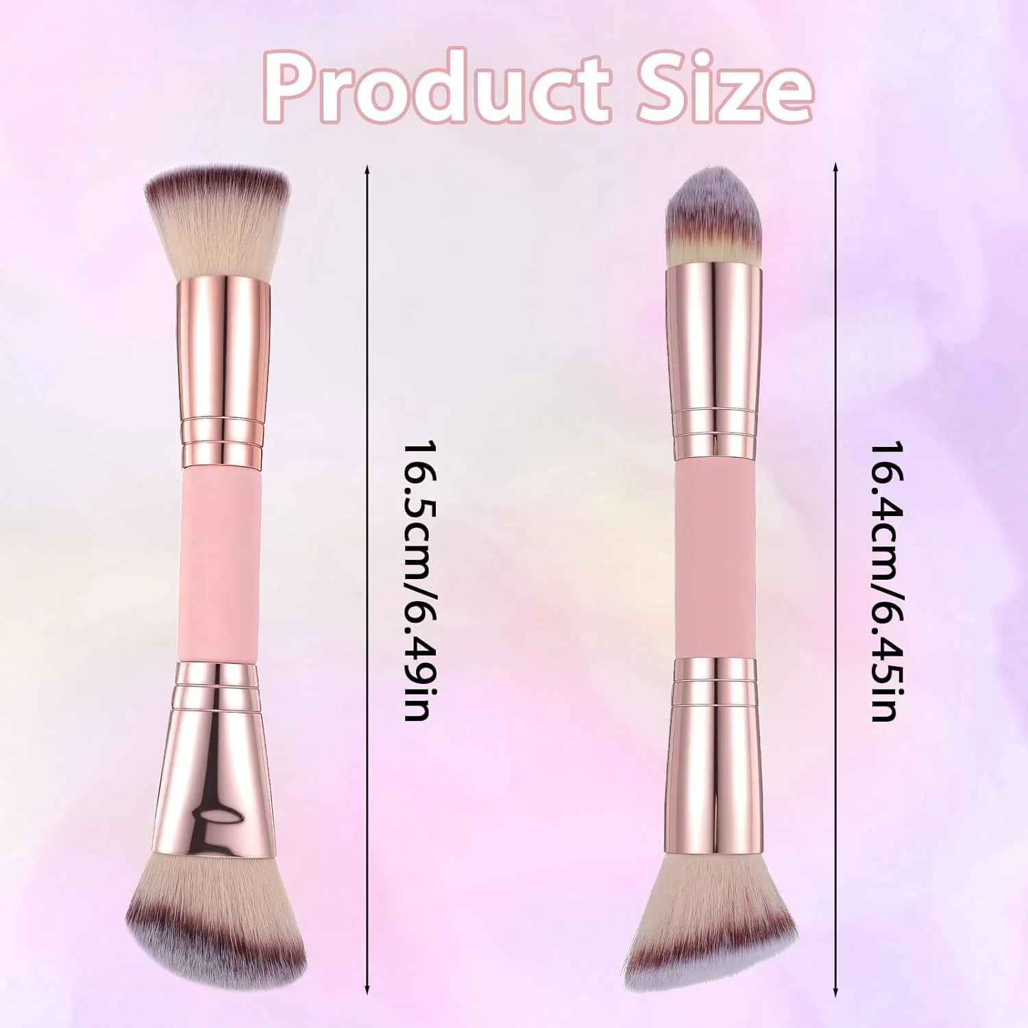 MBAIYO برس آرایشی کرم پودر 2 عددی، برس کانتور دو طرفه زاویه دار/سر گرد، برس رژگونه حرفه ای برای ترکیب مایع و پودر