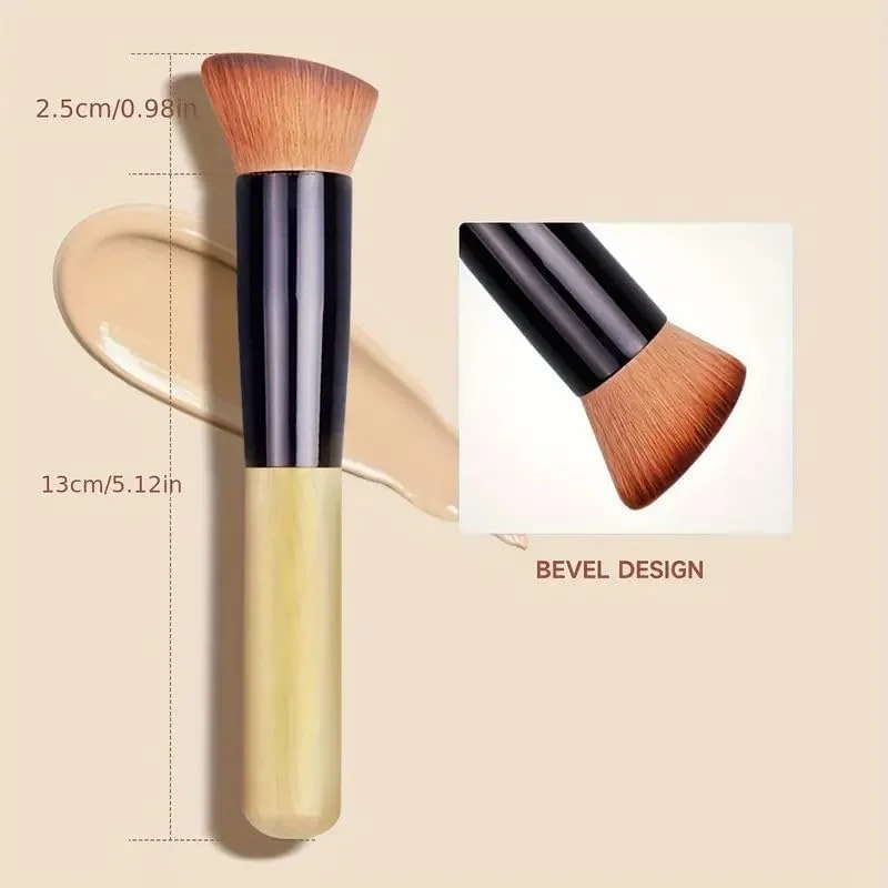 براش آرایشی با الیاف نرم و دسته چوبی، چند منظوره، ستاره رویایی، فوق العاده نازک، دقیق، مناسب برای کرم پودر مایع، کانسیلر، رژگونه، گونه زاویه دار، موهای نرم، استفاده دقیق، هایلایتر، سر بزرگ