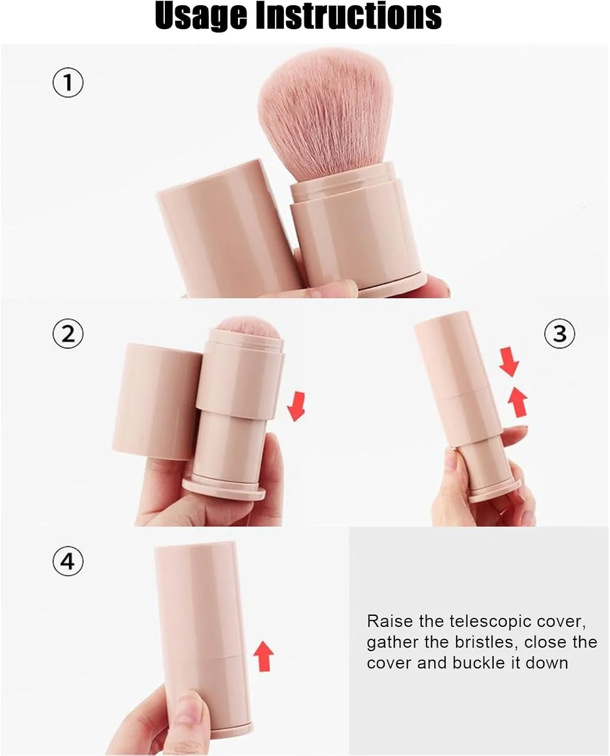 براش پودر آرایشی، براش چند منظوره جمع شونده برای کرم پودر، رژگونه و لوازم آرایشی، ابزار آرایش صورت برای پودر صورت بانوان