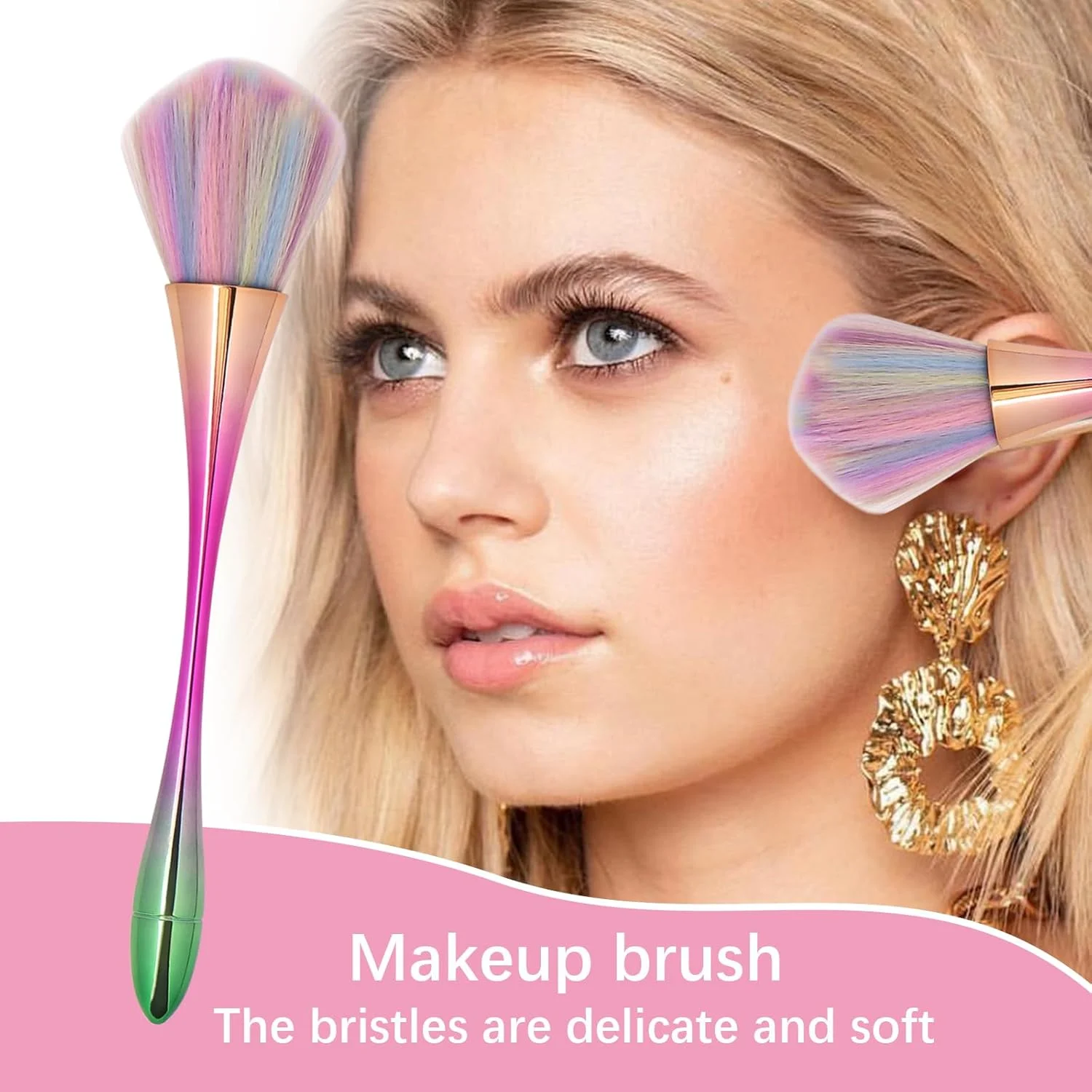 مکوپو برس پودر بزرگ معدنی، برس گرد و غبار طراحی ناخن، برس آرایش فونداسیون، برس پودر و برس رژگونه برای آرایش روزانه (چند رنگ)