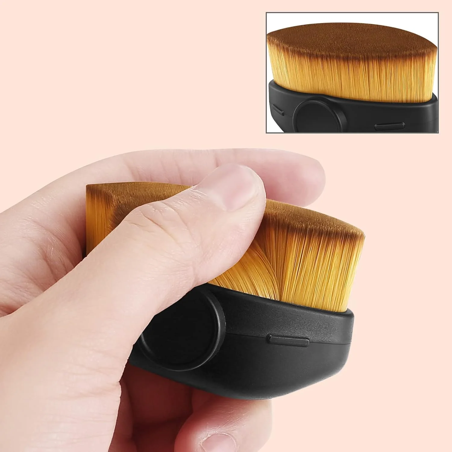 براش کرم پودر MAKINGTEC، براش پودر مایع رژگونه صورت شش ضلعی طرح دلفین، برای آرایش کرم و استیکی، برای ترکیب مایع، کرم یا لوازم آرایشی پودری بی عیب و نقص با جعبه نگهداری