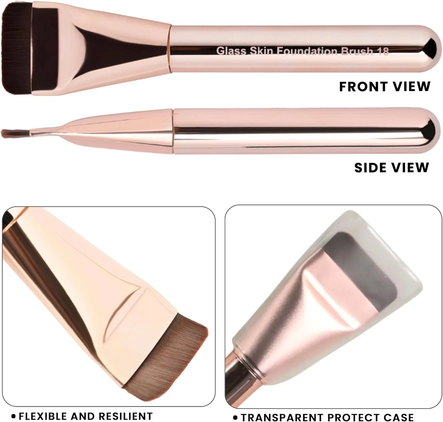 براش حرفه ای کرم پودر شیشه ای میلاگرو بیوتی (18) | پوشش کامل و نهایی | موهای فوق العاده نرم | ترکیب آسان برای استفاده از کرم پودر مایع و کرمی